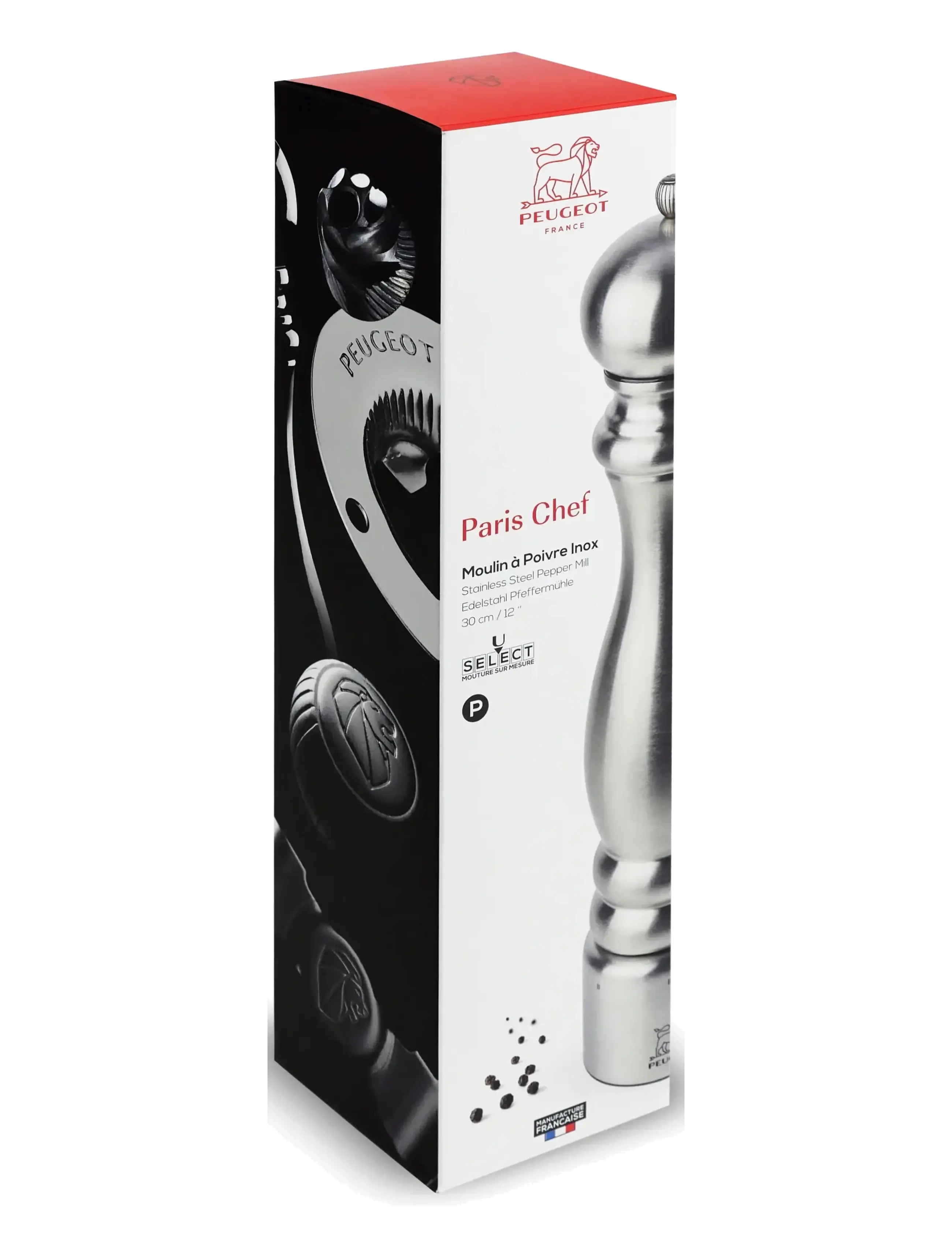 Peugeot - Paris pepperkvern U'Select i rustfritt stål, 30 cm - salt- og pepperkverner - stainless steel - 1