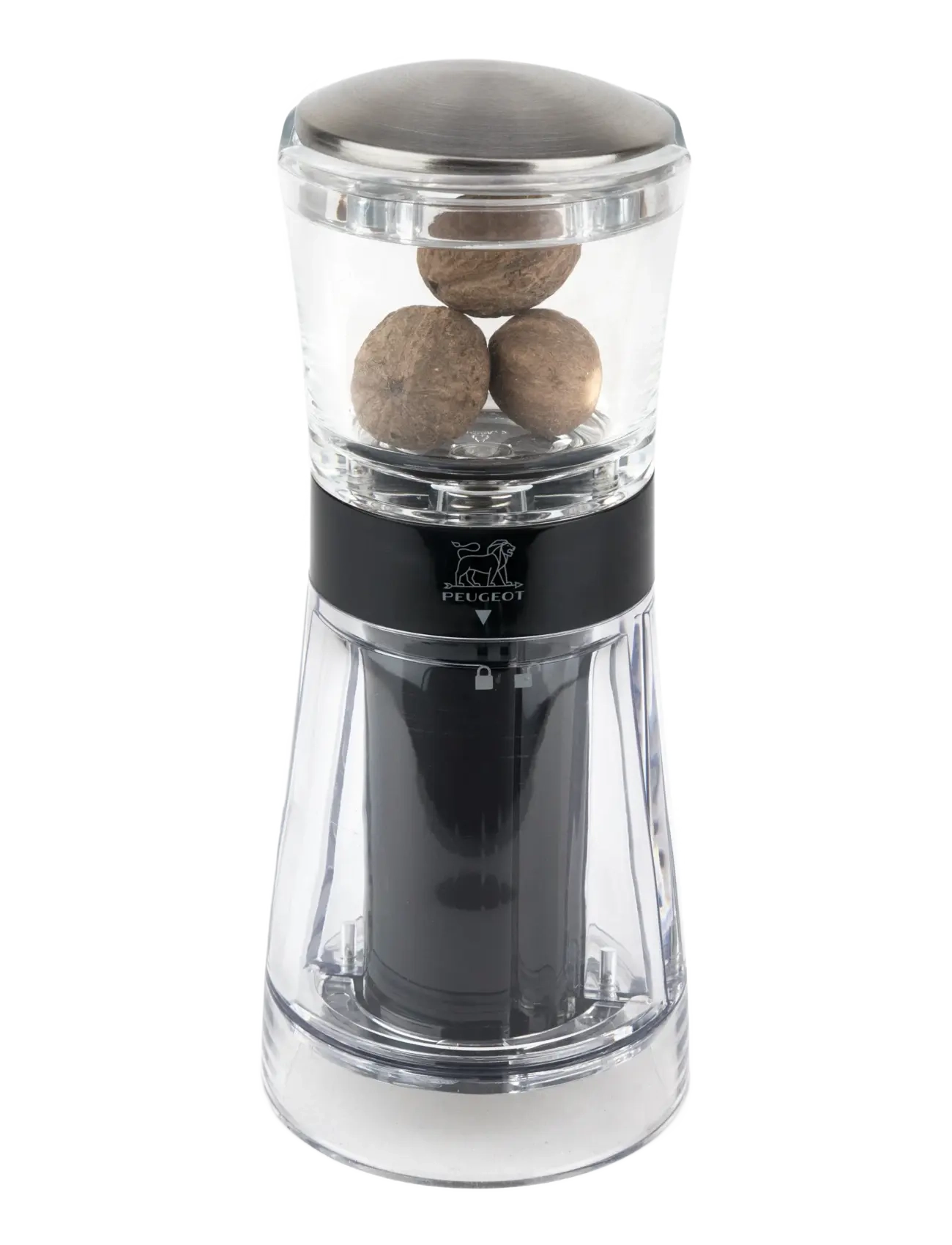 Peugeot Daman nutmeg grinder acrylic/stainless steel, 15cm - Neuheiten - ACRYLIC/STAINLESS STEEL / clear