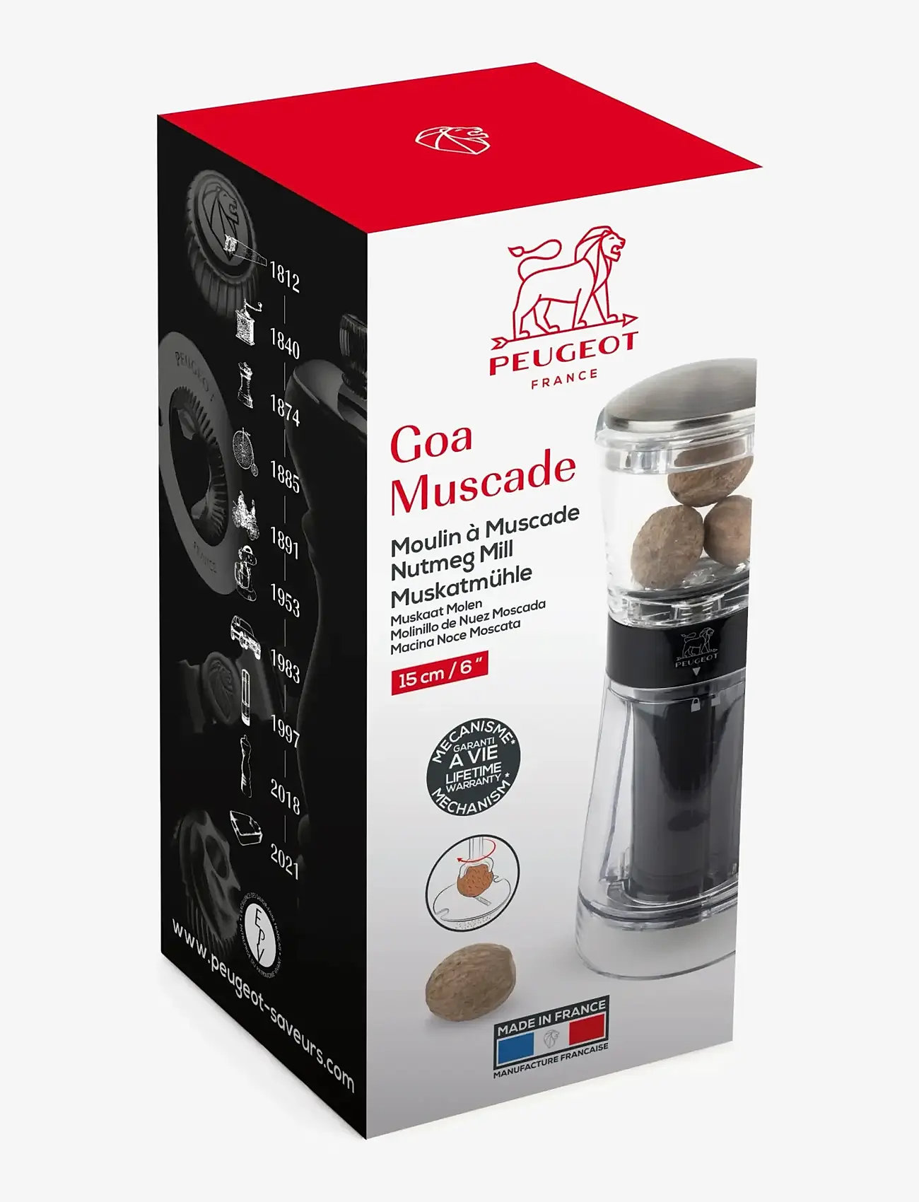 Peugeot - Daman nutmeg grinder acrylic/stainless steel, 15cm - salz- & pfefferstreuer - acrylic/stainless steel - 1