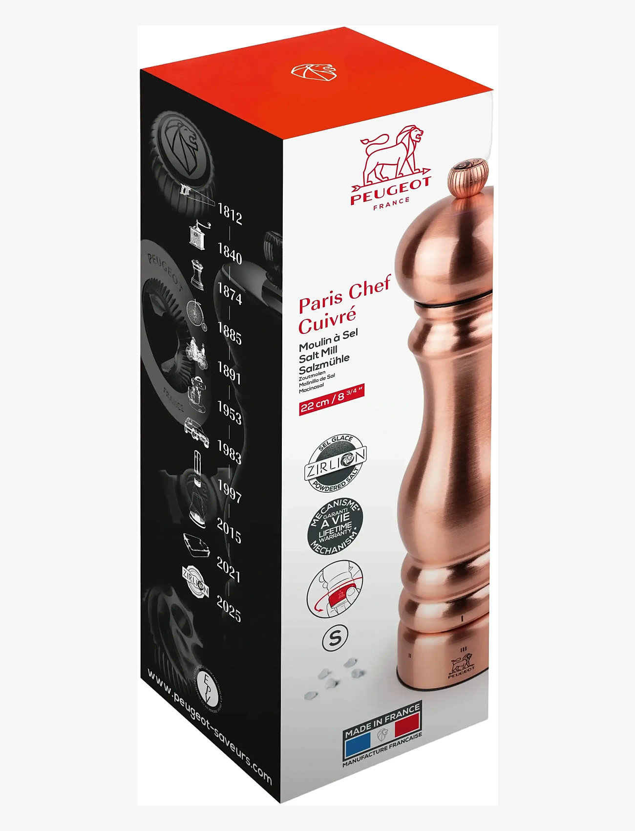 Peugeot - paris chef saltkværn u'select Z, kobber, 22cm - salt & peberkværne - copper - 1