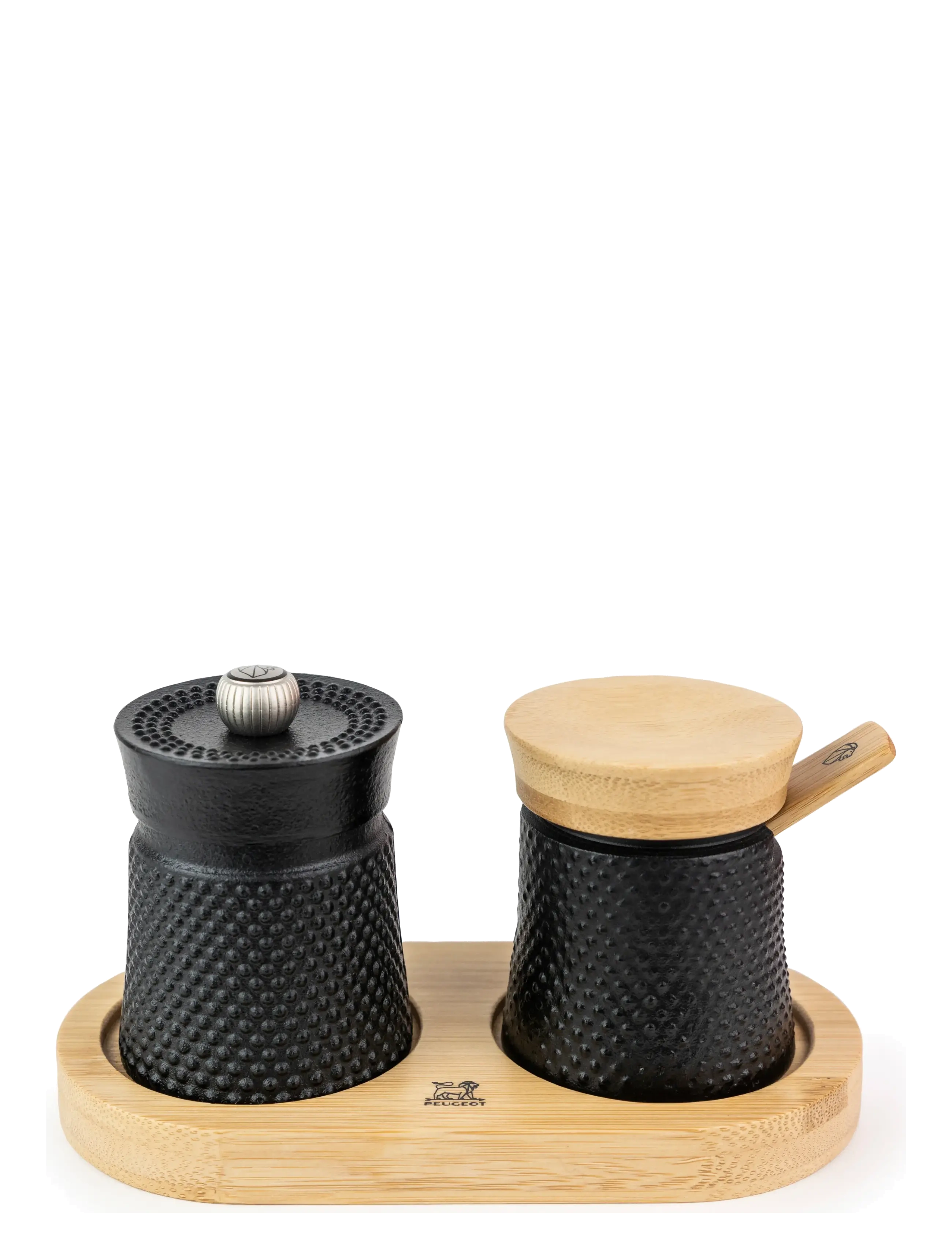 Bali Cast Iron Pepper Mill and Salt Dispenser Set - BLACK