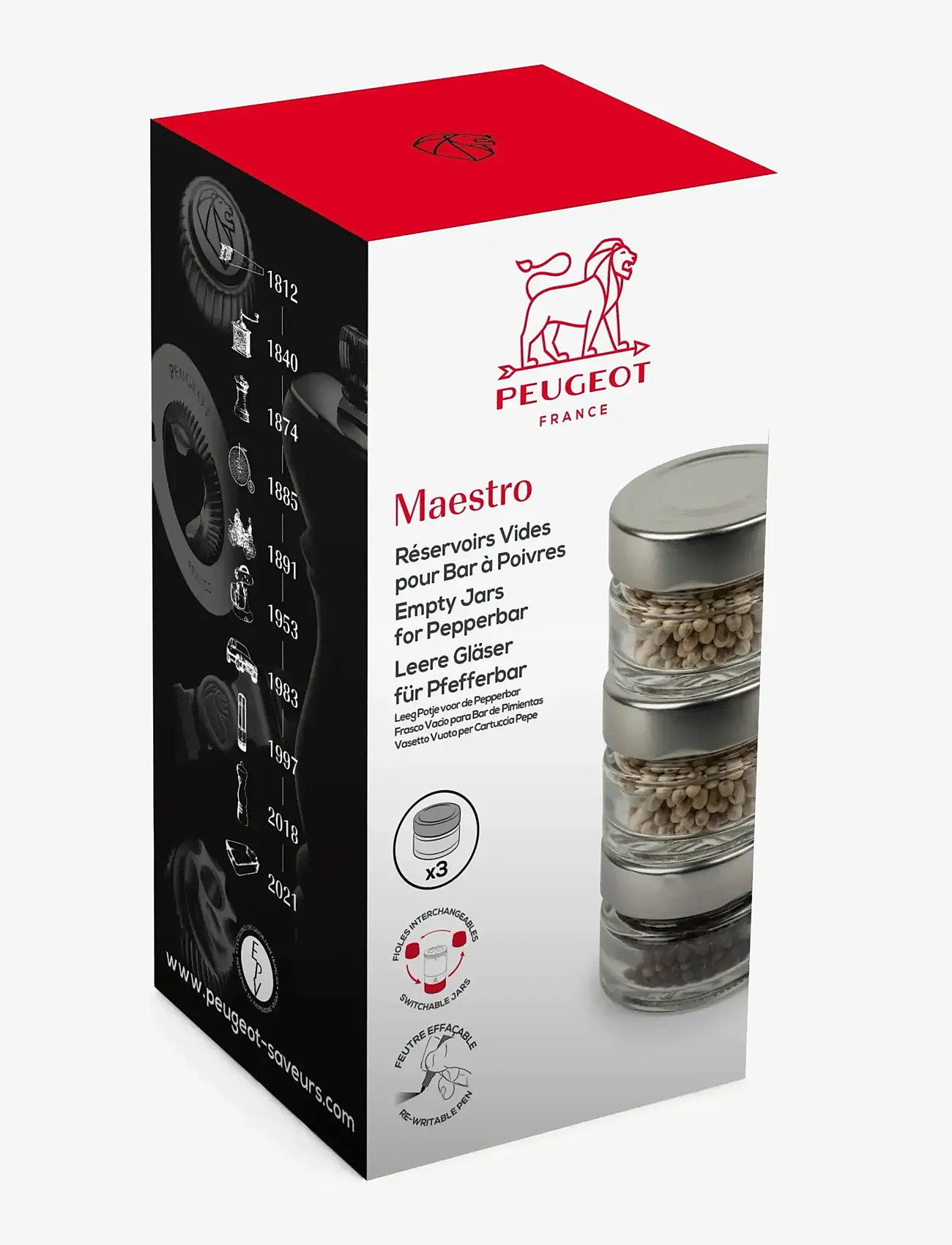 Peugeot - Set of 3 maestro glasses - kitchen jars - glass - 1