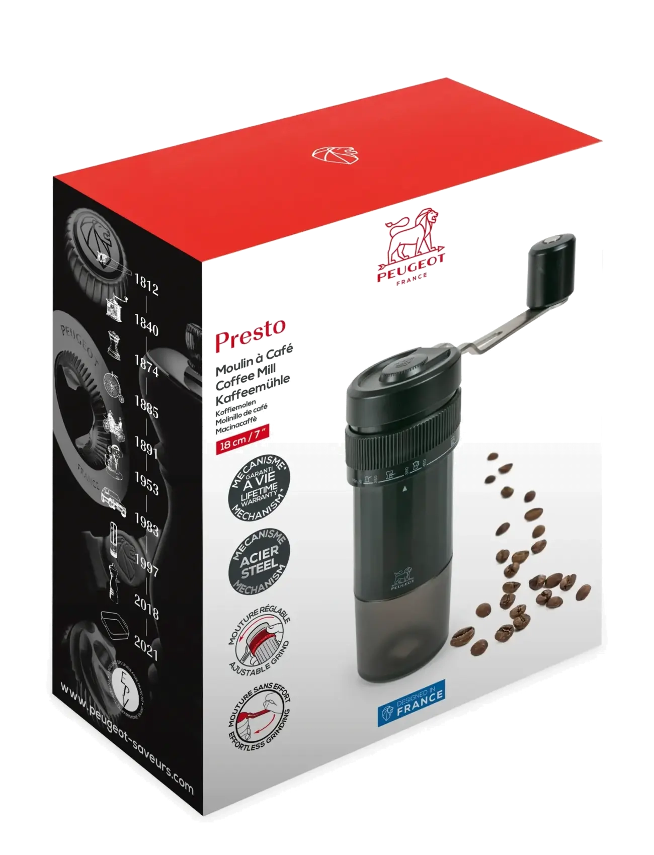 Peugeot - Presto kaffekværn 18 cm. - kohvitarvikud - black - 1