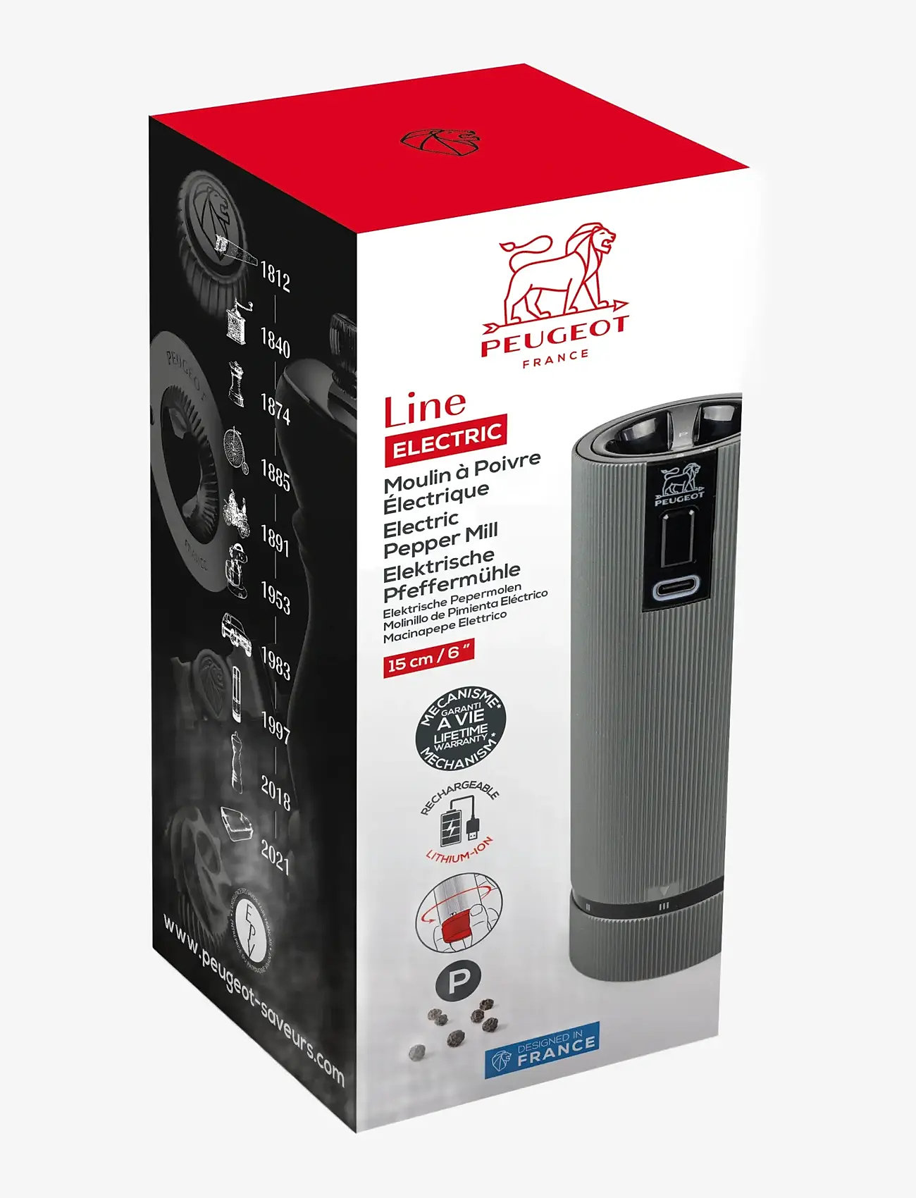 Peugeot - Line Elektrisk peberkværn Aluminium carbon 15cm - köp efter pris - aluminium & carbon - 1