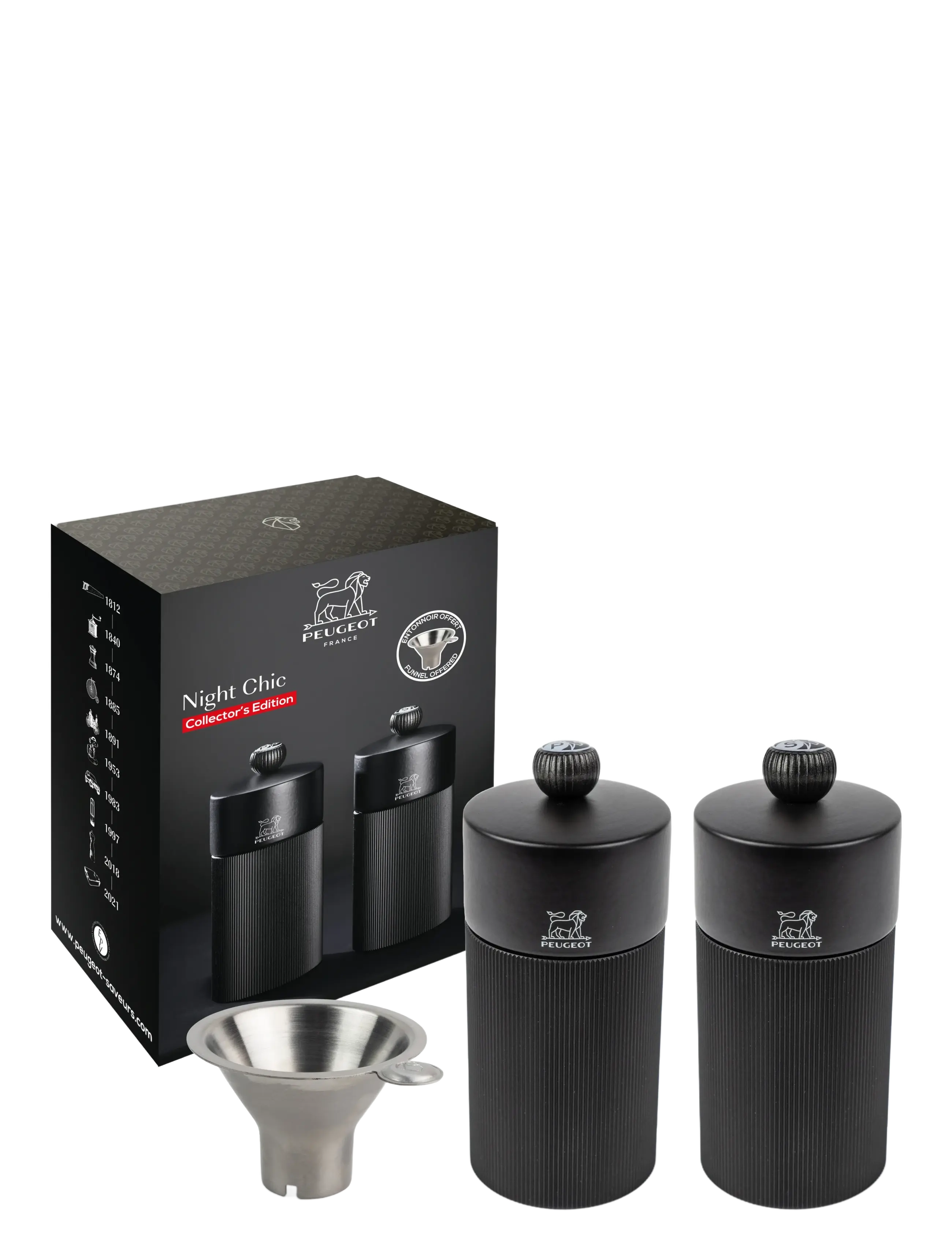 Peugeot Duo Line MP+MS 12cm Matte Black+Stainless Steel Funnel - Uus - MATTE BLACK / black