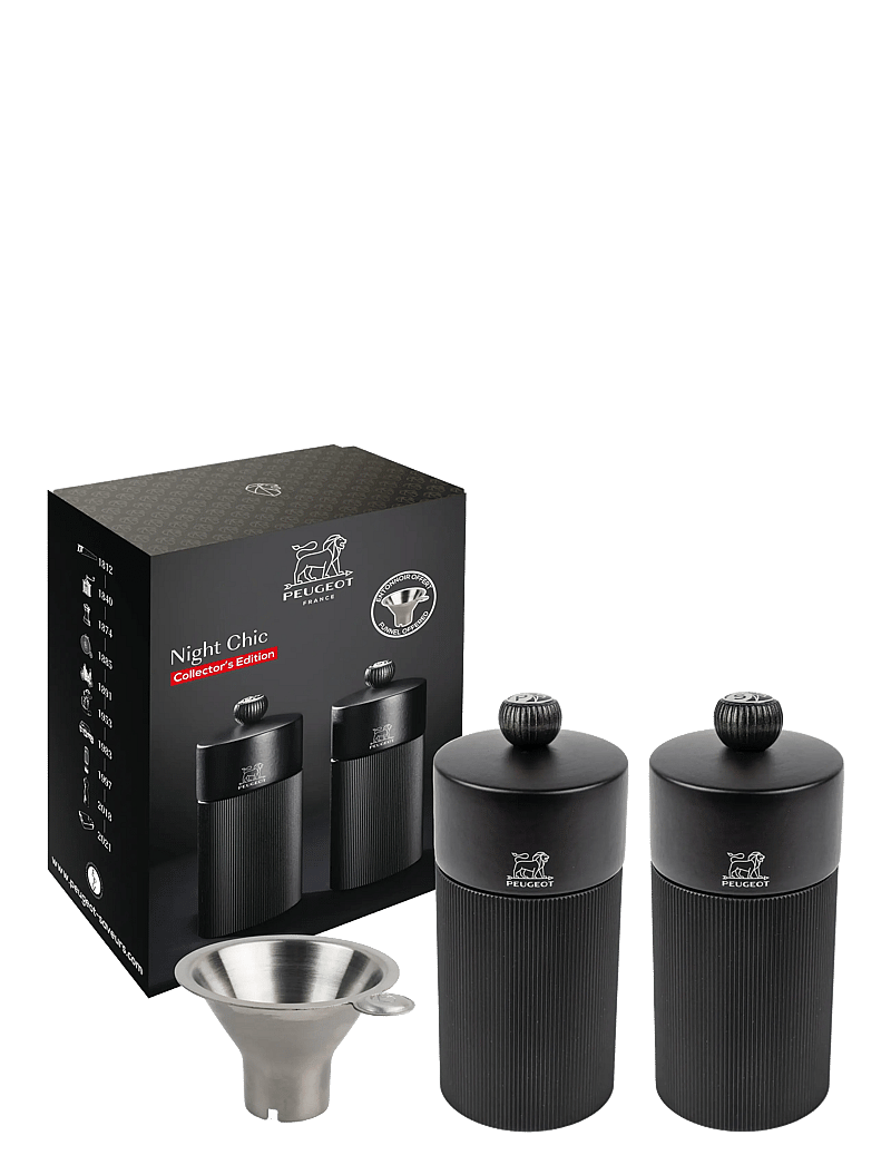 Peugeot - Duo Line MP+MS 12cm Matte Black+Stainless Steel Funnel - salt- & pepparkvarnar - matte black - 0