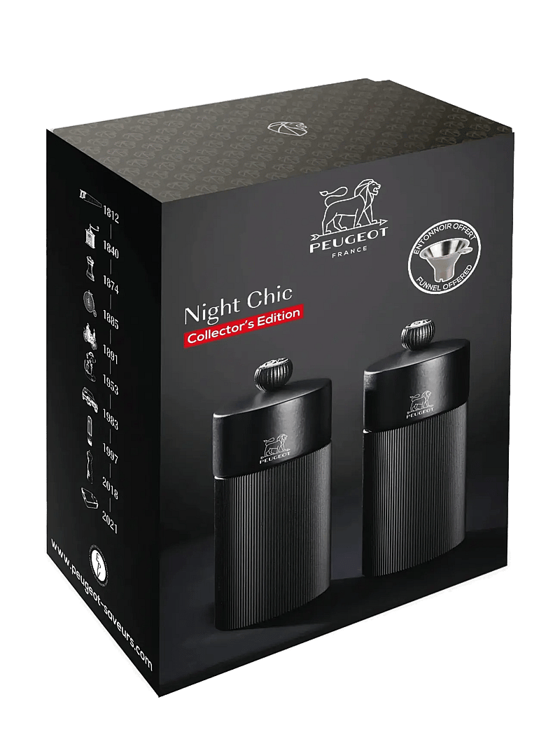 Peugeot - Duo Line MP+MS 12cm Matte Black+Stainless Steel Funnel - salt- & pepparkvarnar - matte black - 1