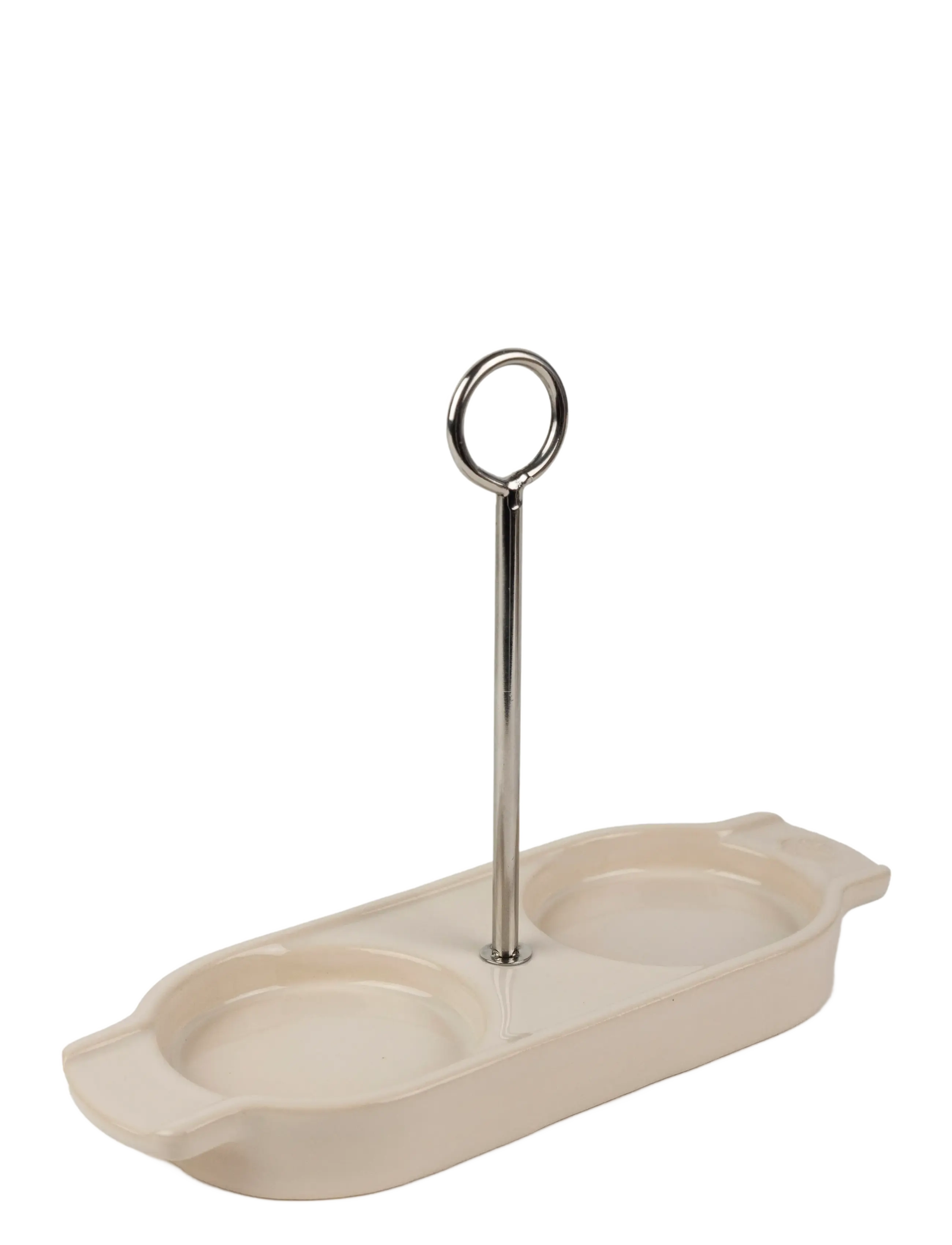 Linea ceramic tray with handle, cream white - ECRU