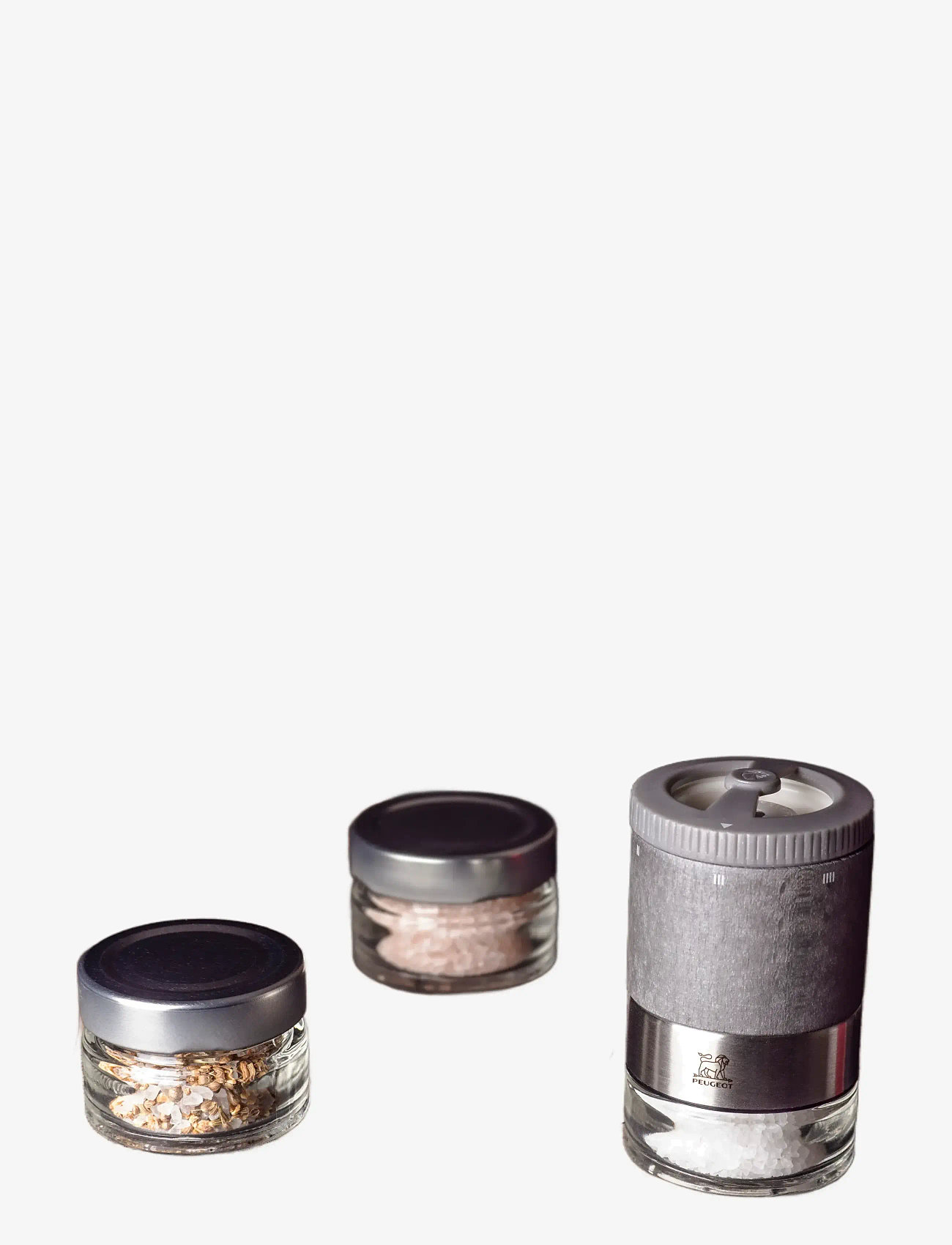 Peugeot - Maestro saltkværn Z gaveboks grafit + 3 glas & 3 slags salt - salt & peberkværne - light graphite - 0