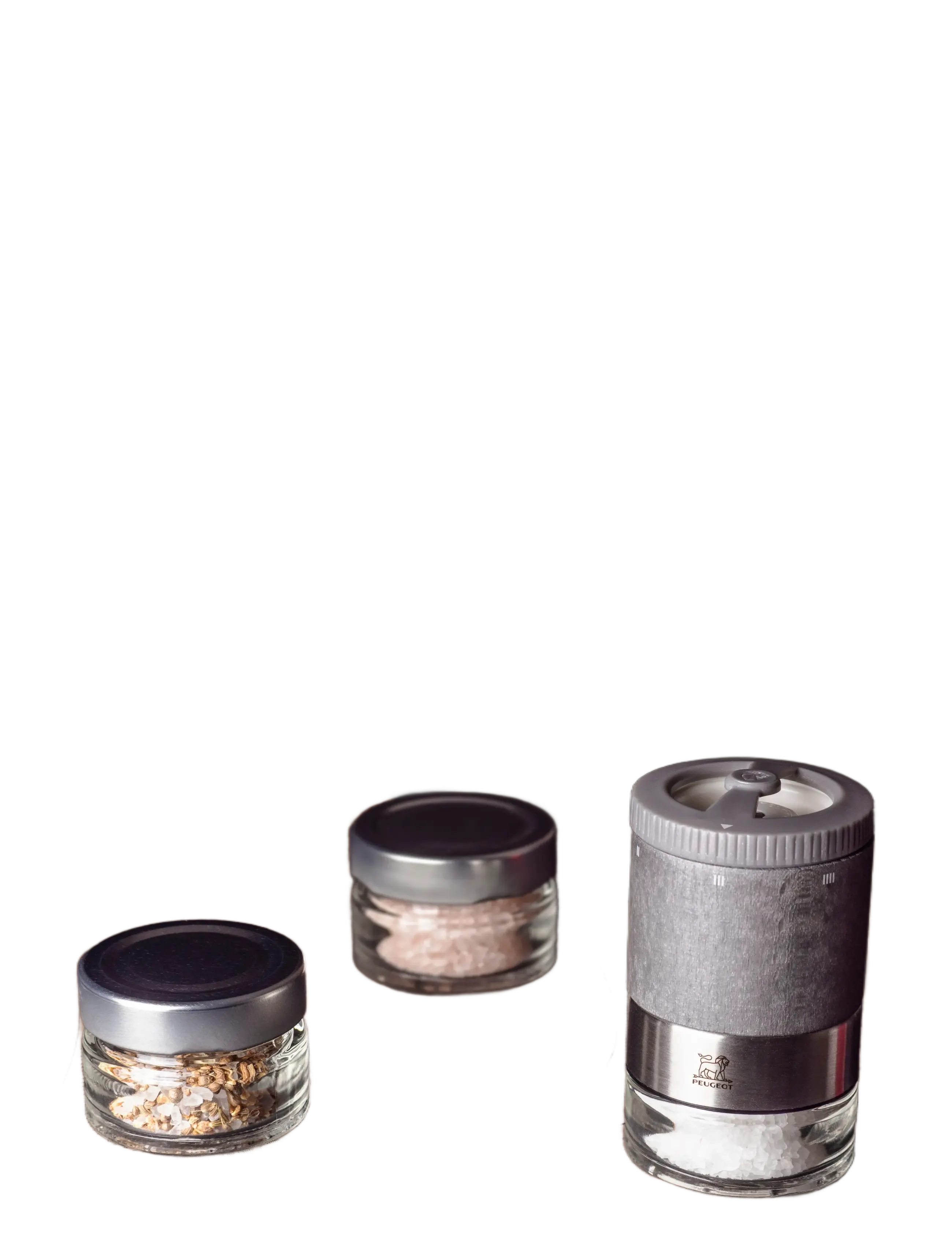 Peugeot Maestro Salt Grinder Z Gift Box Graphite + 3 Glasses & 3 Kinds of Salt - Uus - LIGHT GRAPHITE / clear