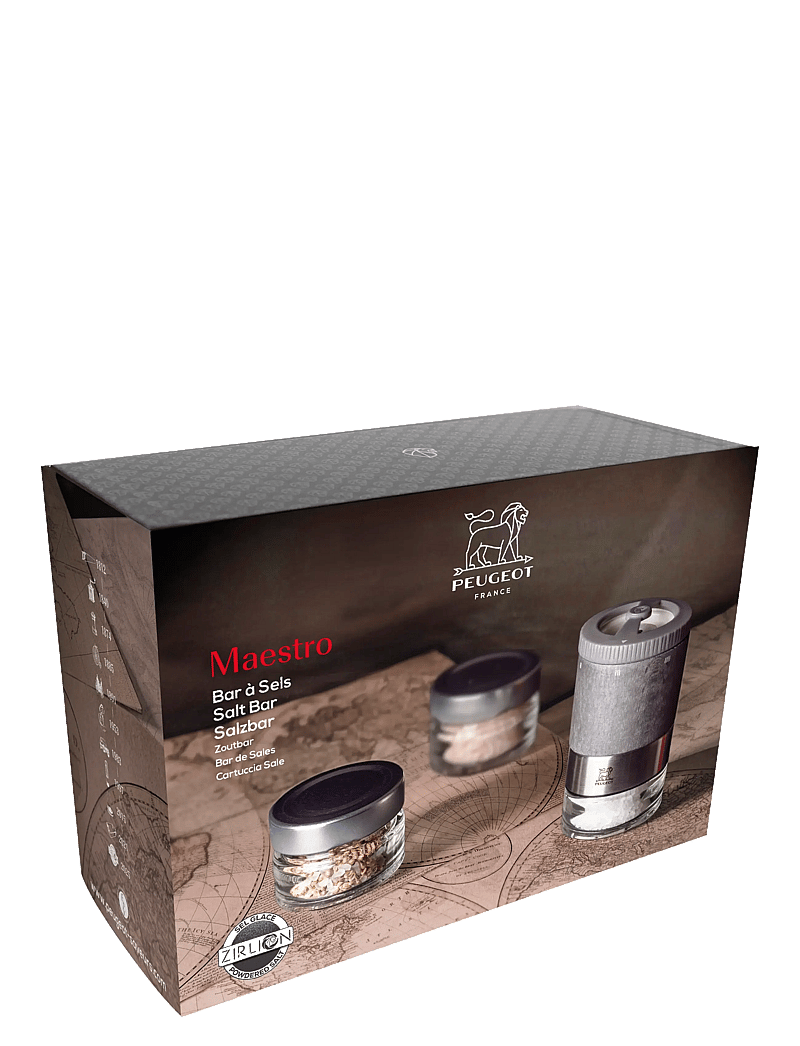 Peugeot - Maestro Salt Grinder Z Gift Box Graphite + 3 Glasses & 3 Kinds of Salt - soola- ja pipraveskid - light graphite - 1