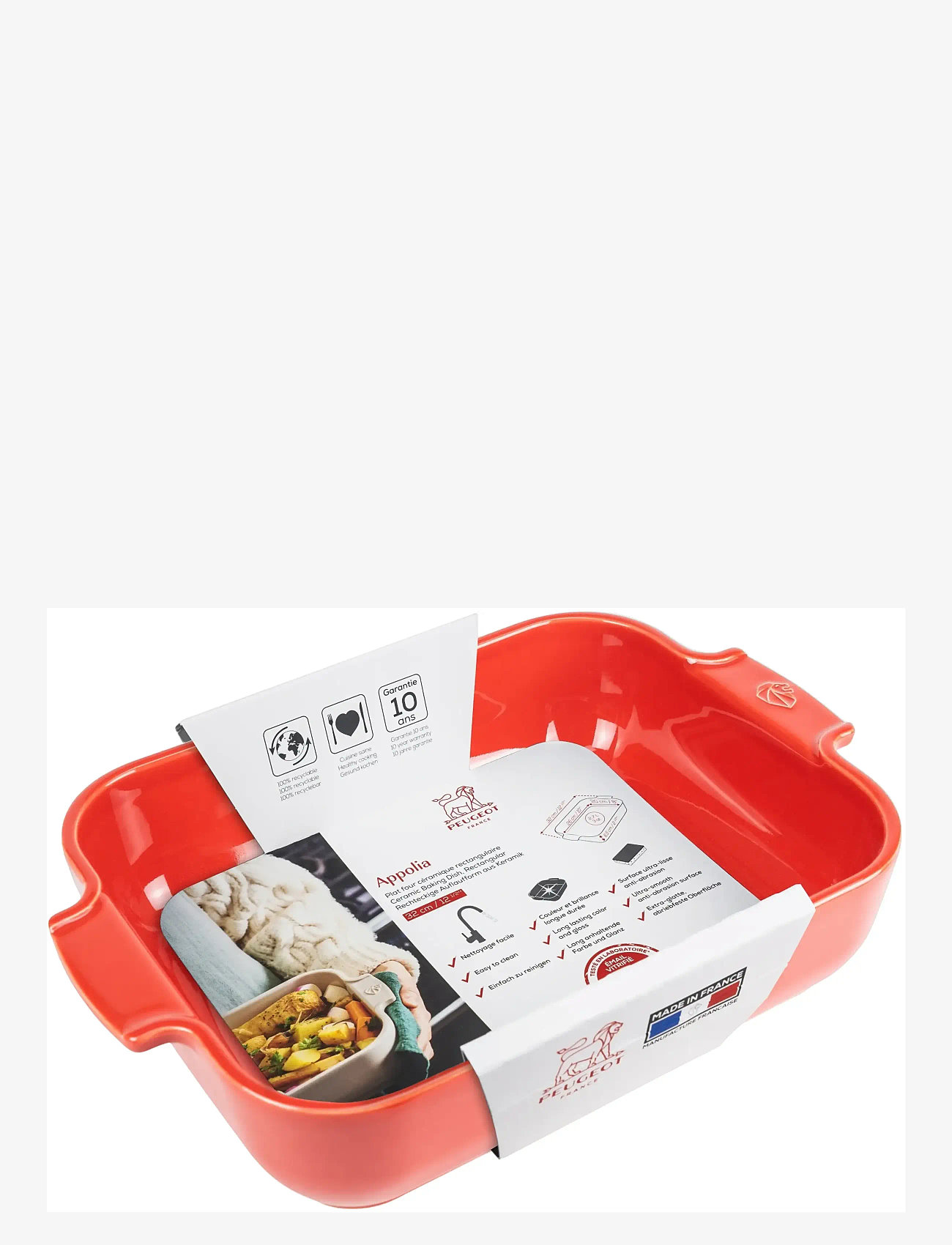 Peugeot - Appolia Keramisk Rektangulær Rød 32 cm - ovenvormen - red - 1