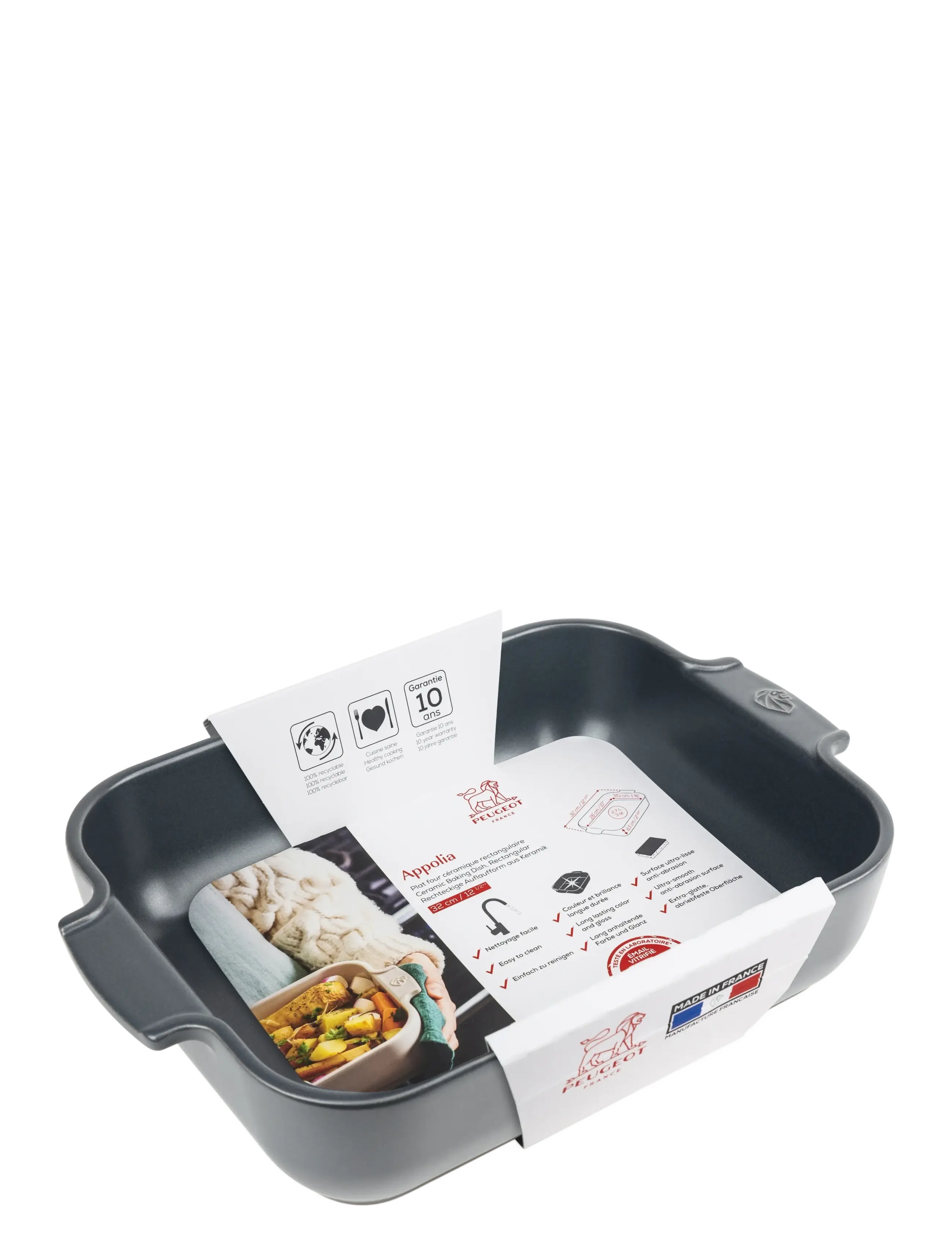 Peugeot - Appolia Keramisk Rektangulær Mat sort 32 cm - oven dishes - slate - 1