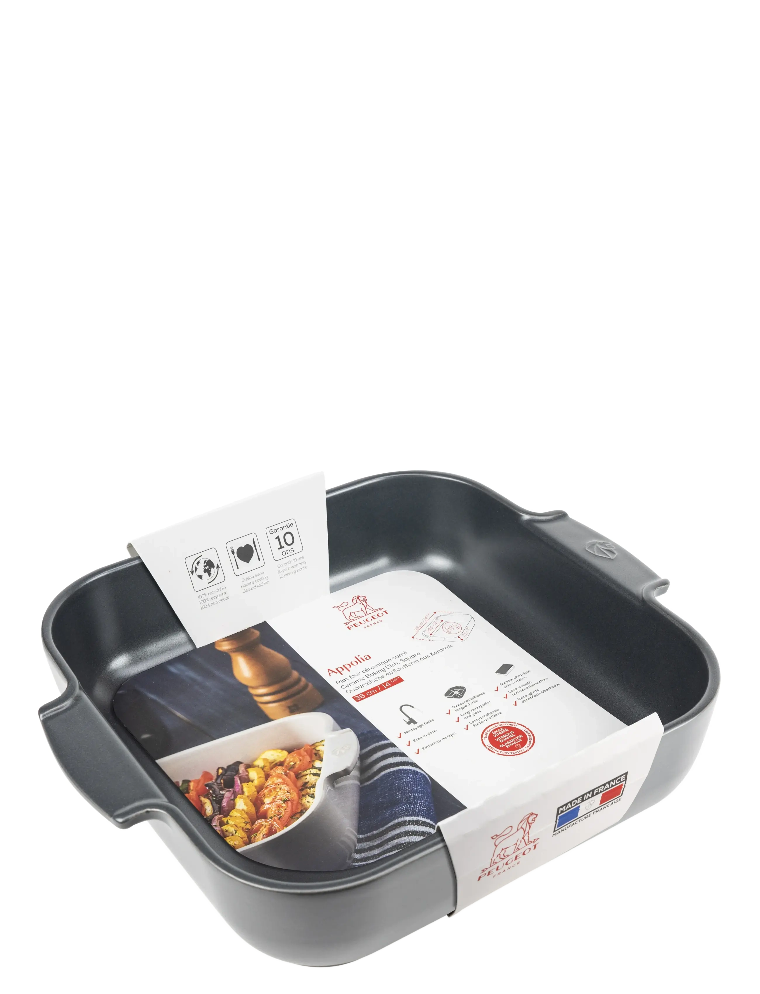 Peugeot - Appolia Keramisk Firkantet Mat sort 36 cm - loaf tins - slate - 1