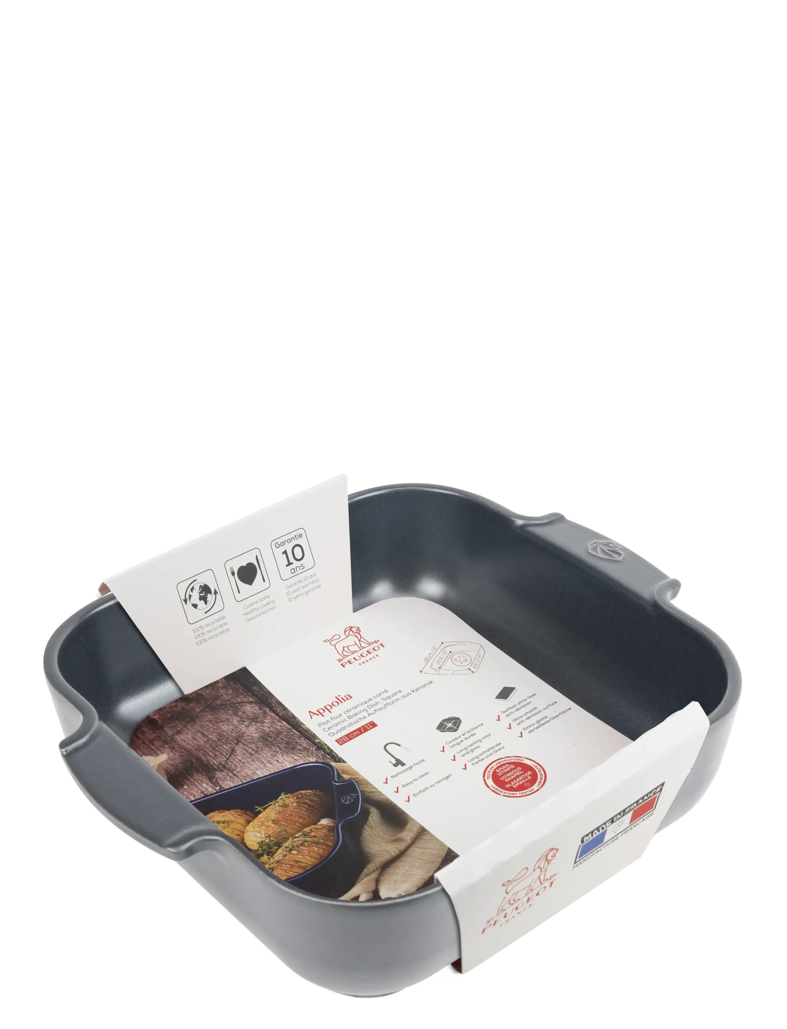 Peugeot - Appolia Keramik Firkantet Mat sort 28 cm - brødbokser - slate - 1
