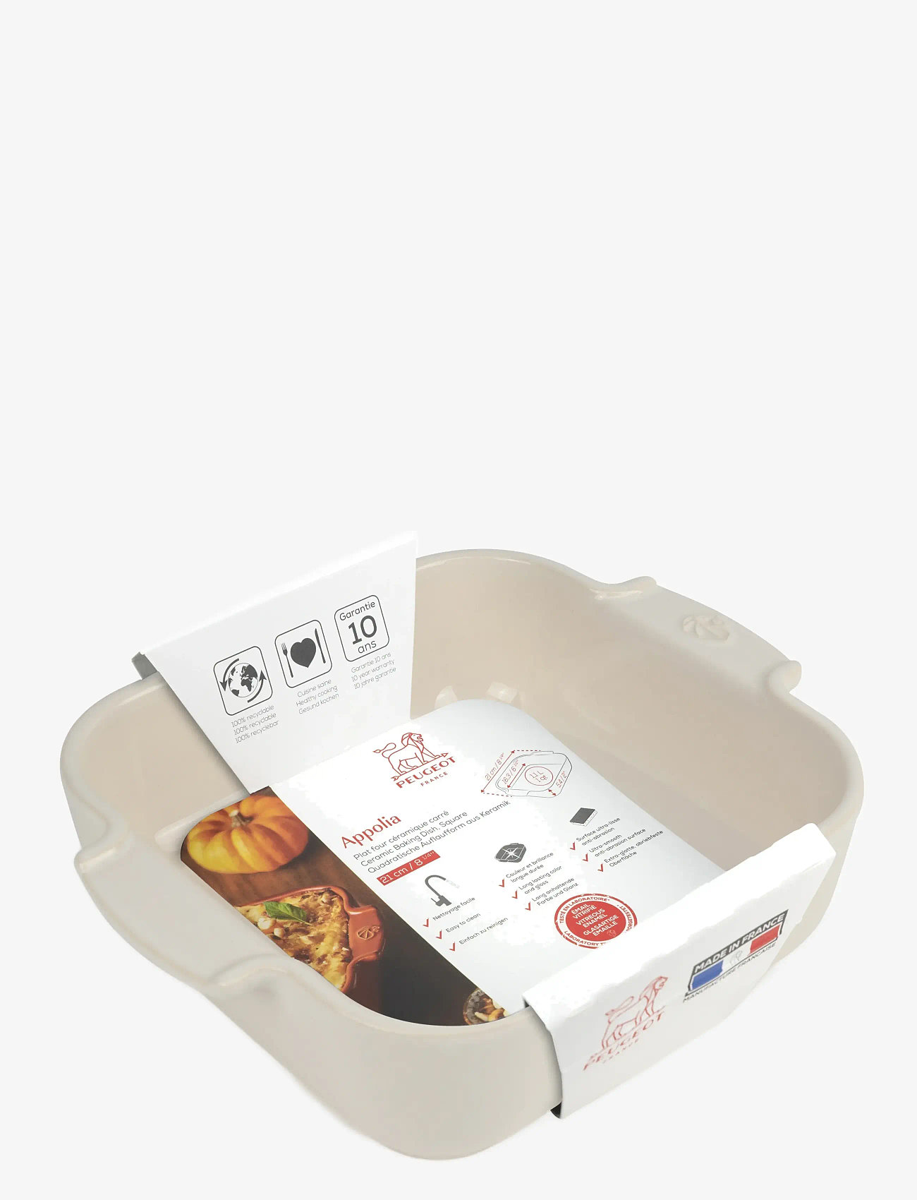 Peugeot - Appolia Keramik Firkantet cremehvid 21 cm - brødforme - ecru - 1