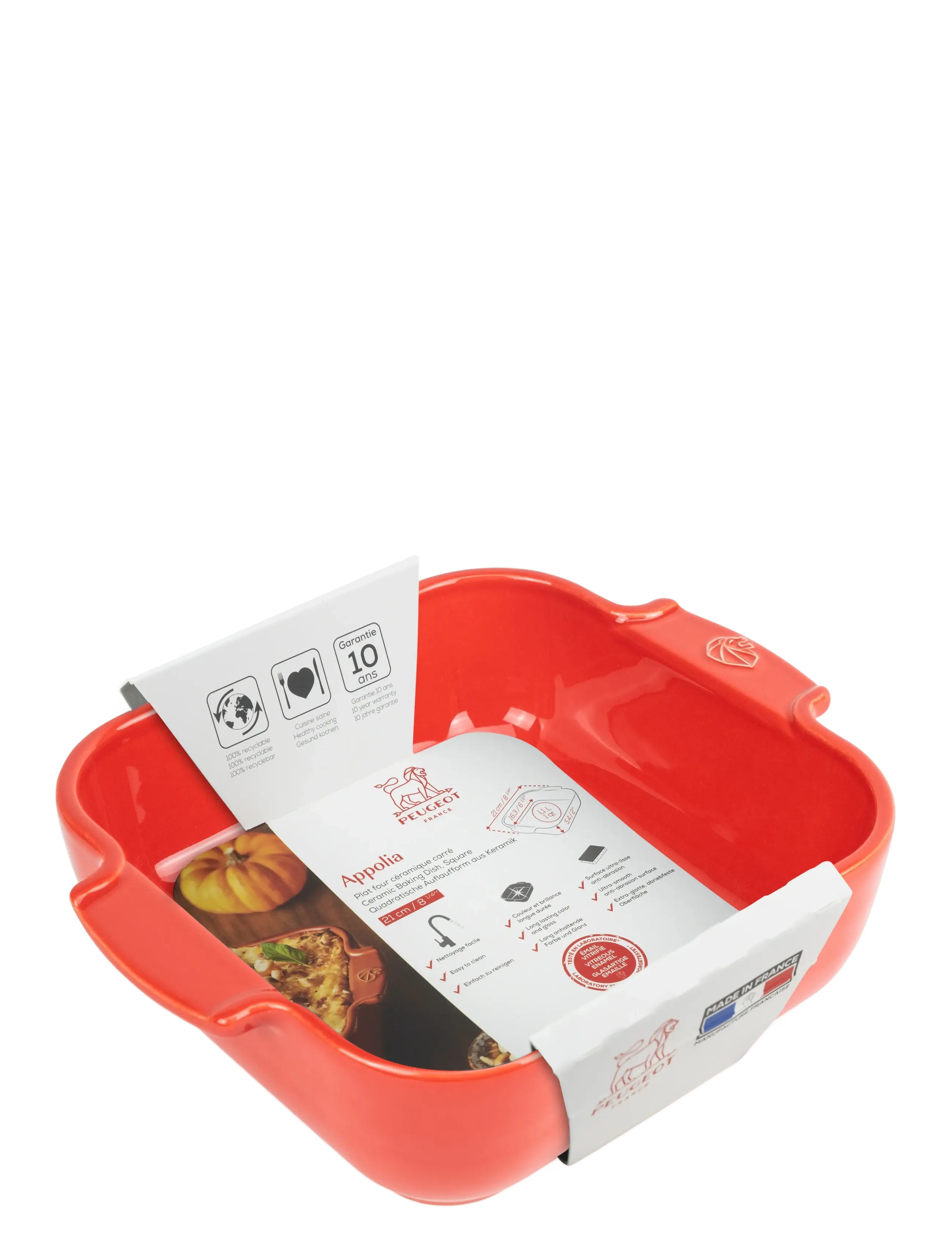 Peugeot - Appolia Keramisk Firkantet Rød 21 cm - leipävuoat - red - 1