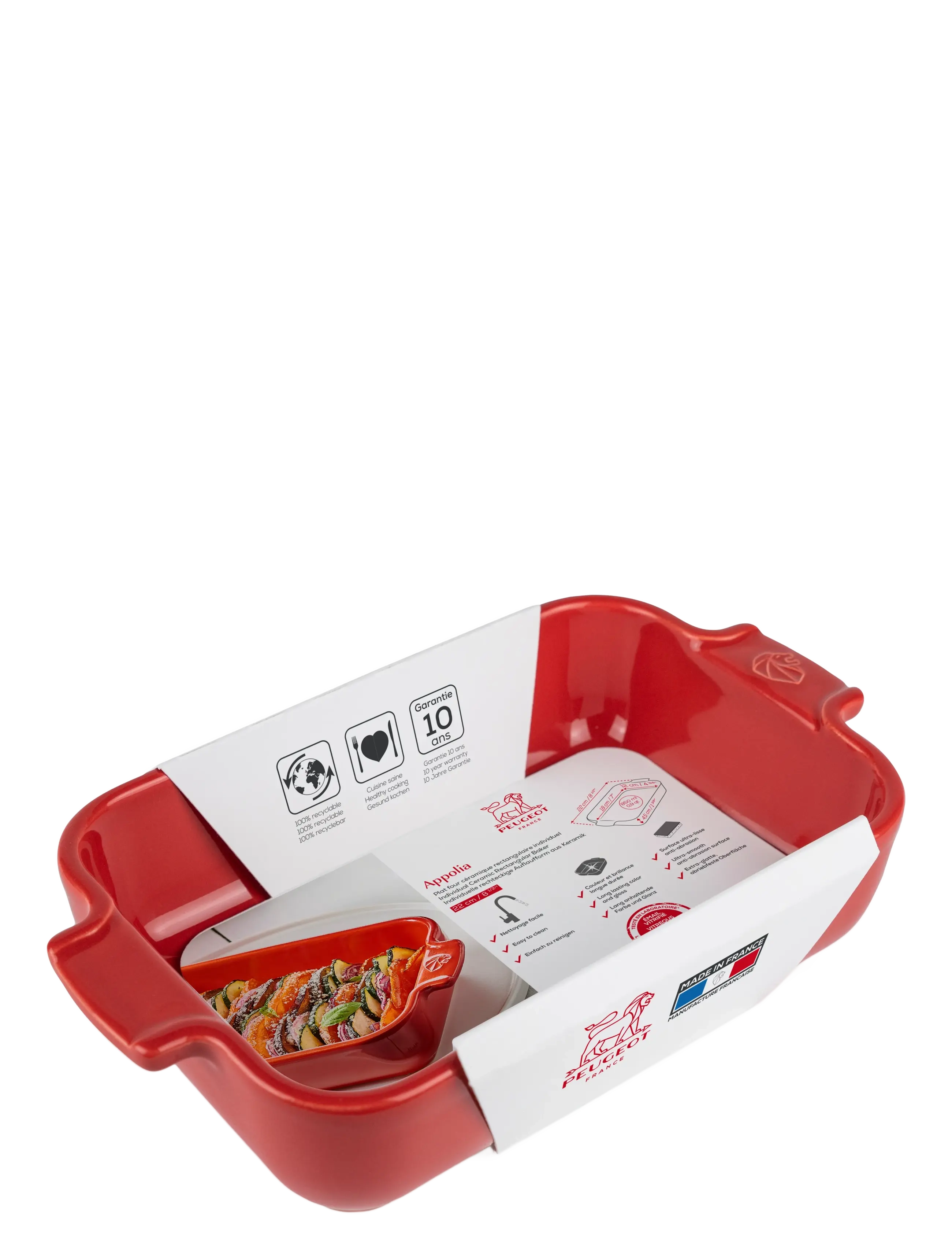Peugeot - Appolia Rektangulært fad 22 cm Rød - ahjuvormid - red - 1