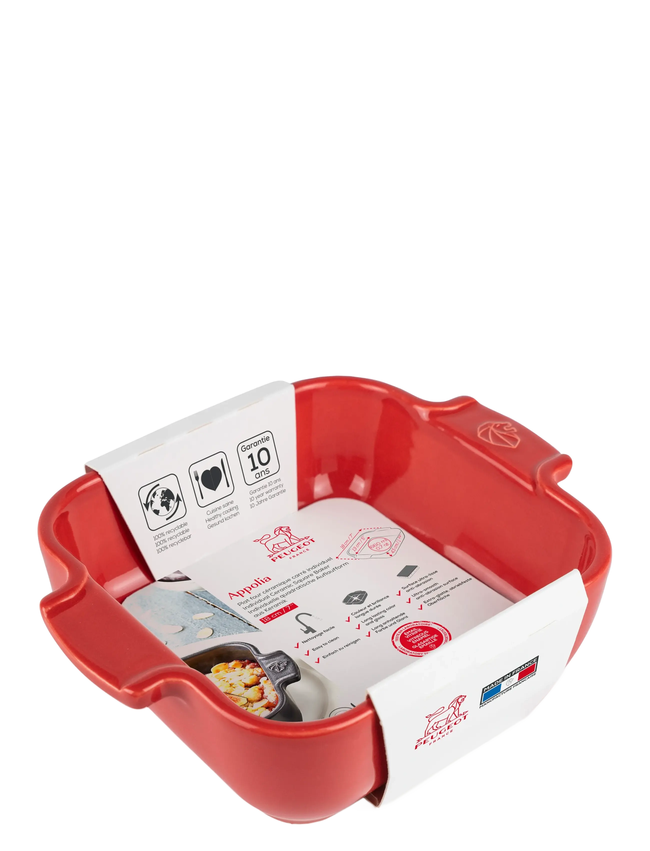 Peugeot - Appolia Firkantet Rød 18 cm - salt- & pepparkvarnar - red - 1