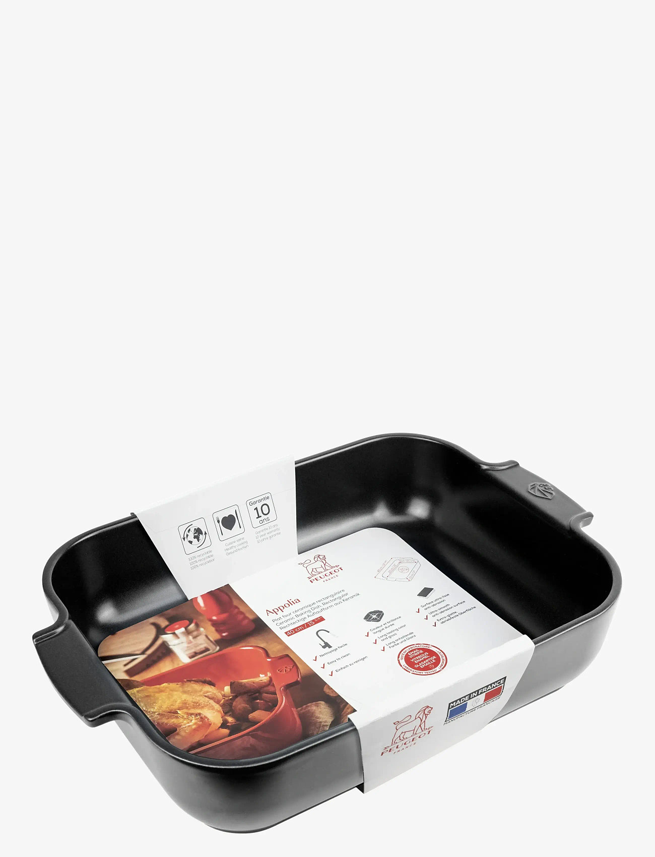 Peugeot - Appolia rektangulært ovnfad 40cm sort satin - valentines day gifts - satin black - 1