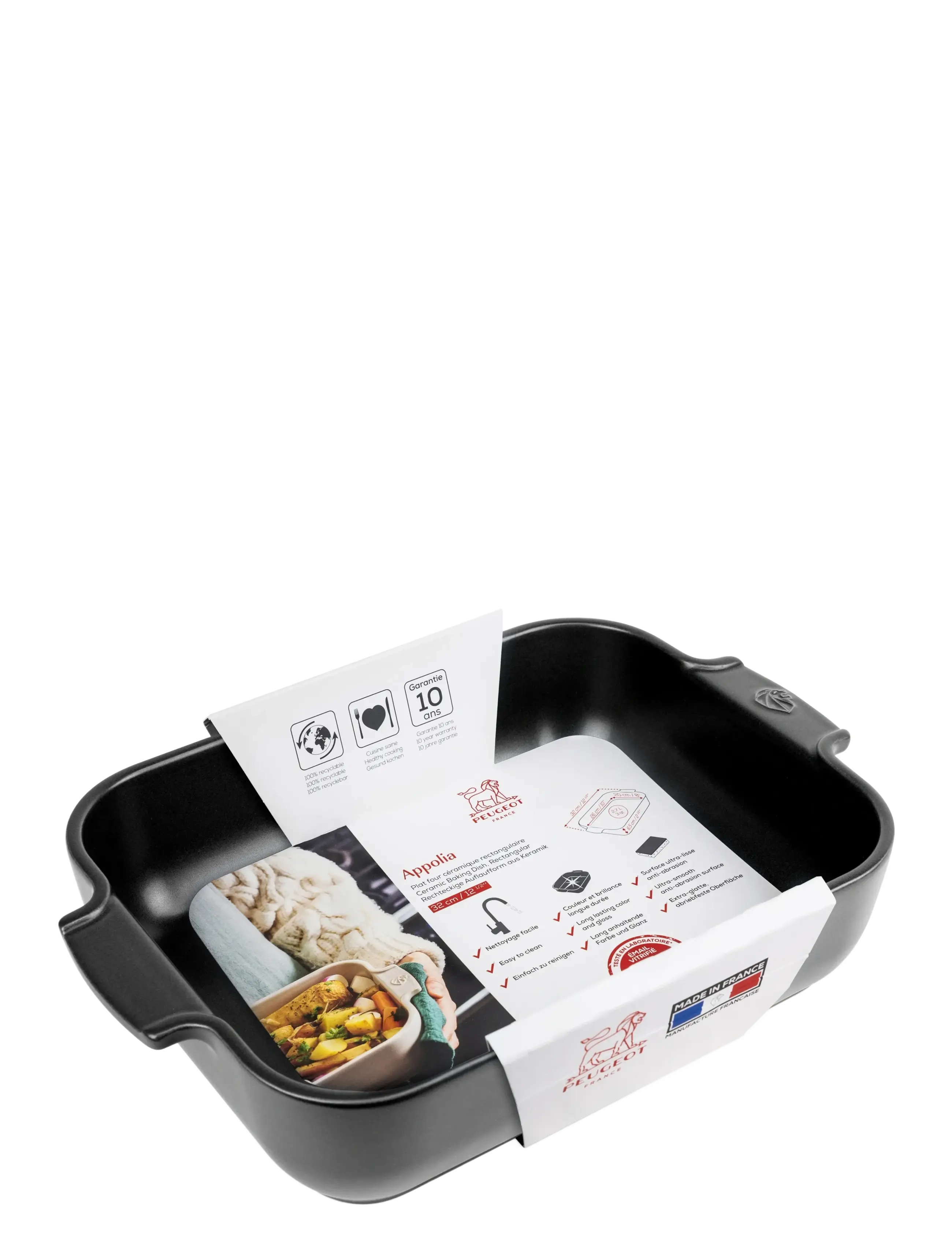 Peugeot - Appolia Rektangulært ovnfad 32 cm satin sort - oven dishes - satin black - 1