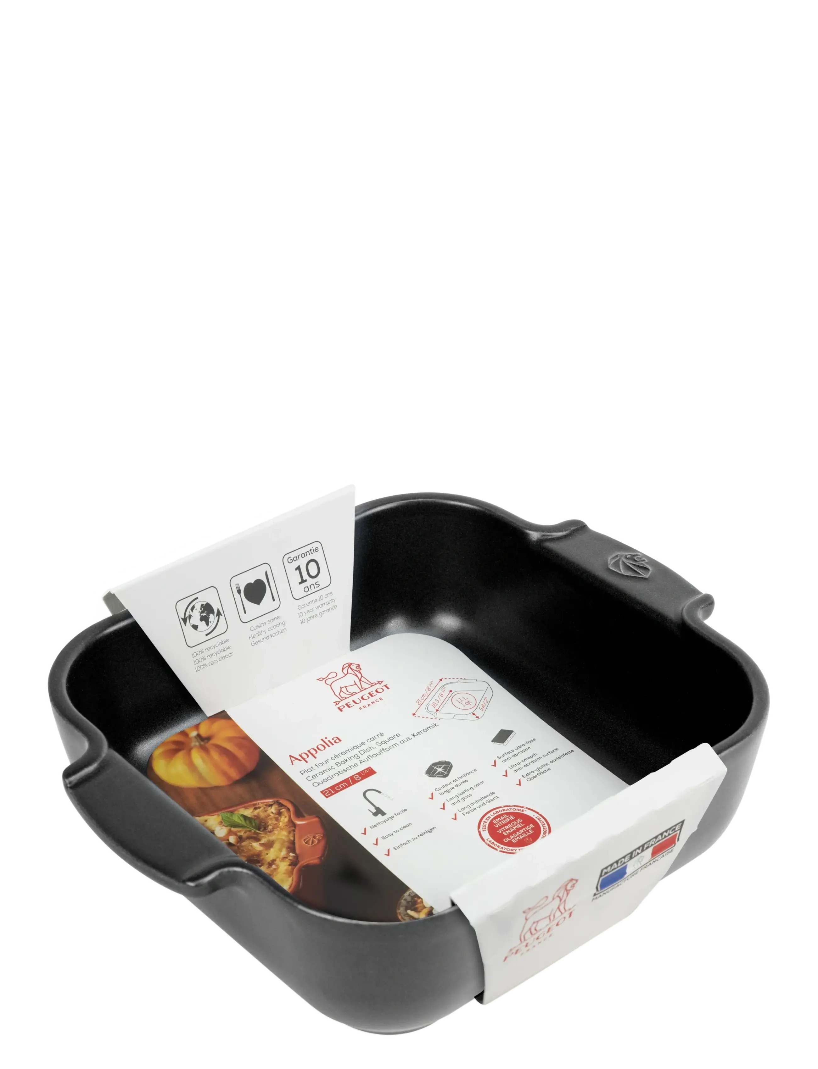 Peugeot - Appolia Firkantet ovnfad 21 cm satin sort - plats au four - satin black - 1