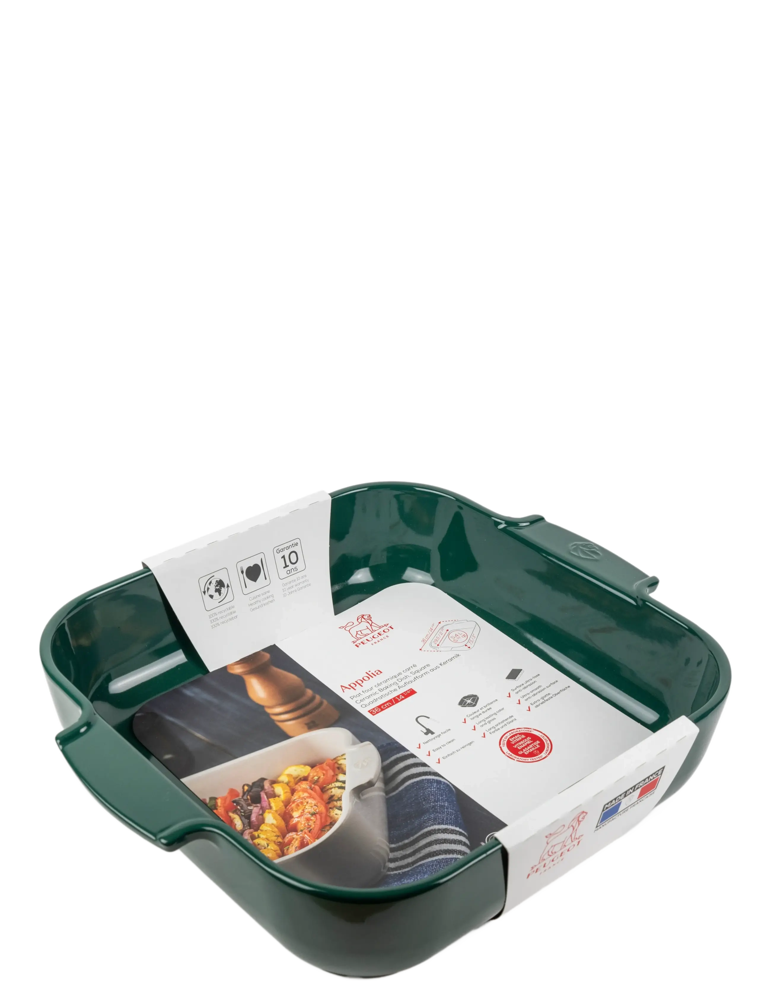 Peugeot - Appolia Firkantet ovnfad 36 cm grøn - ugnsformar - forest green - 1