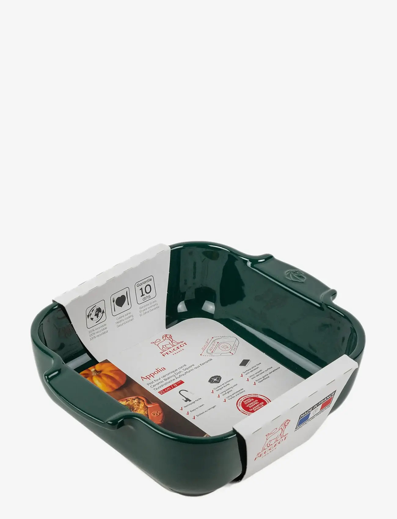 Peugeot - Appolia Firkantet ovnfad 21 cm grøn - oven dishes - forest green - 1