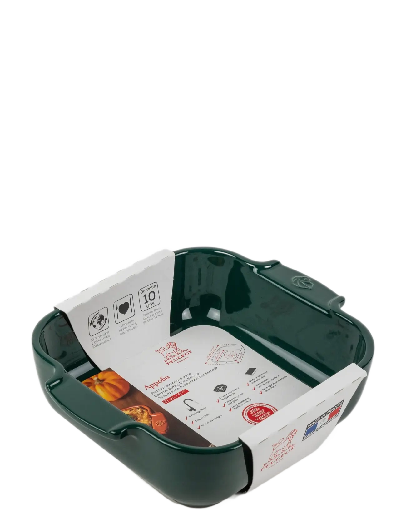 Peugeot - Appolia Firkantet ovnfad 21 cm grøn - ovnfaste fade - forest green - 1