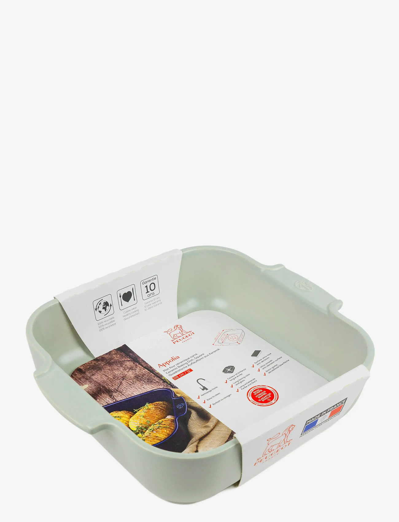 Peugeot - Appolia kvadratisk ildfast form 28 cm Sage green - ugnsformar - sage green - 1