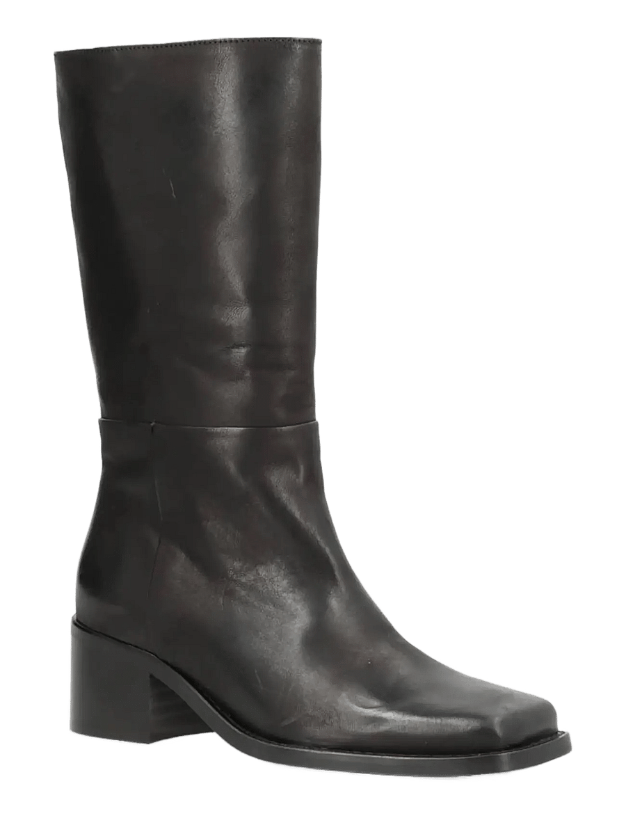 phenumb copenhagen - MARTINA SQUARE Mid-high Leather Boots - stövletter - black - 0