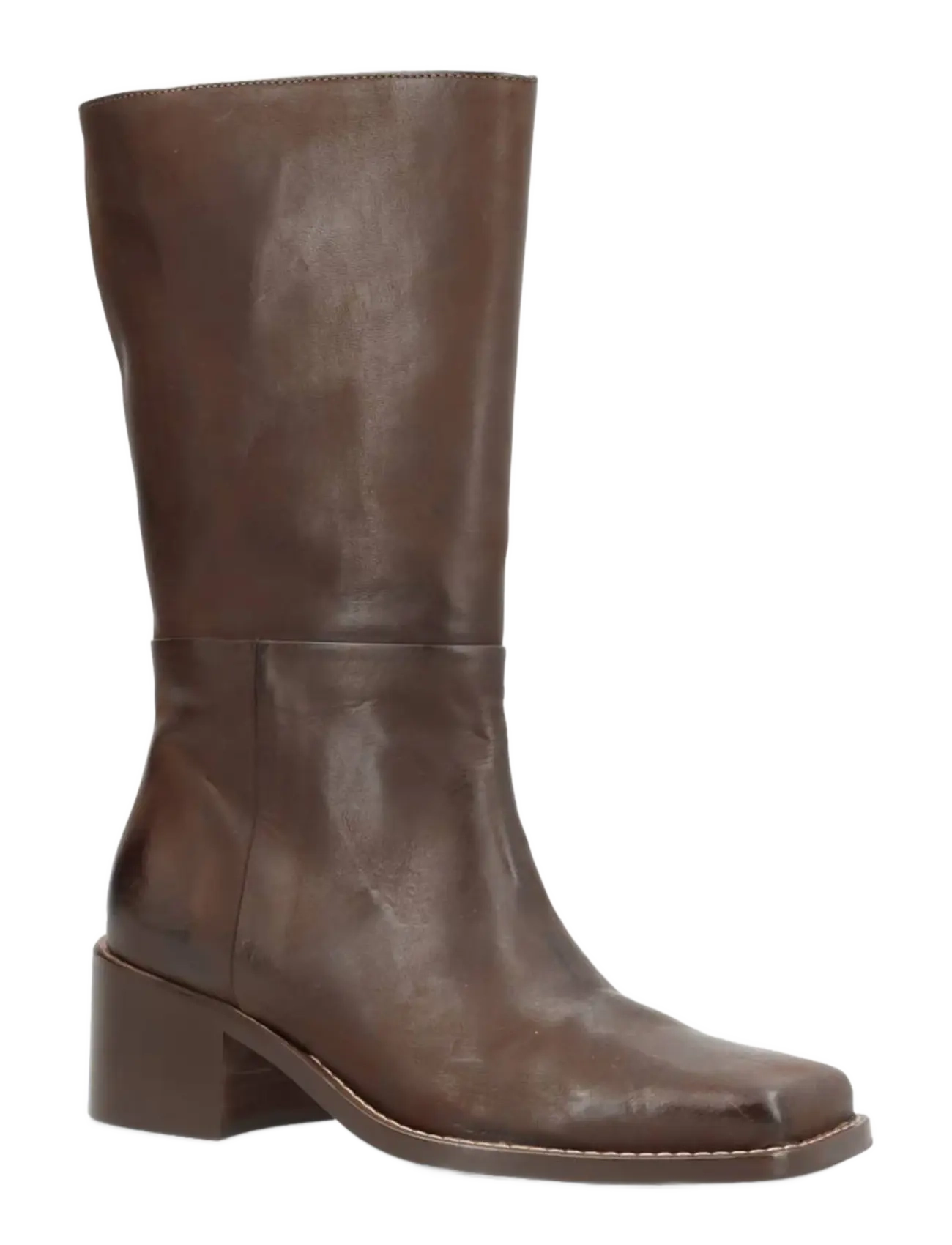 phenumb copenhagen MARTINA SQUARE Mid-high Leather Boots - Everyday Style - CHOCOLAT / brown