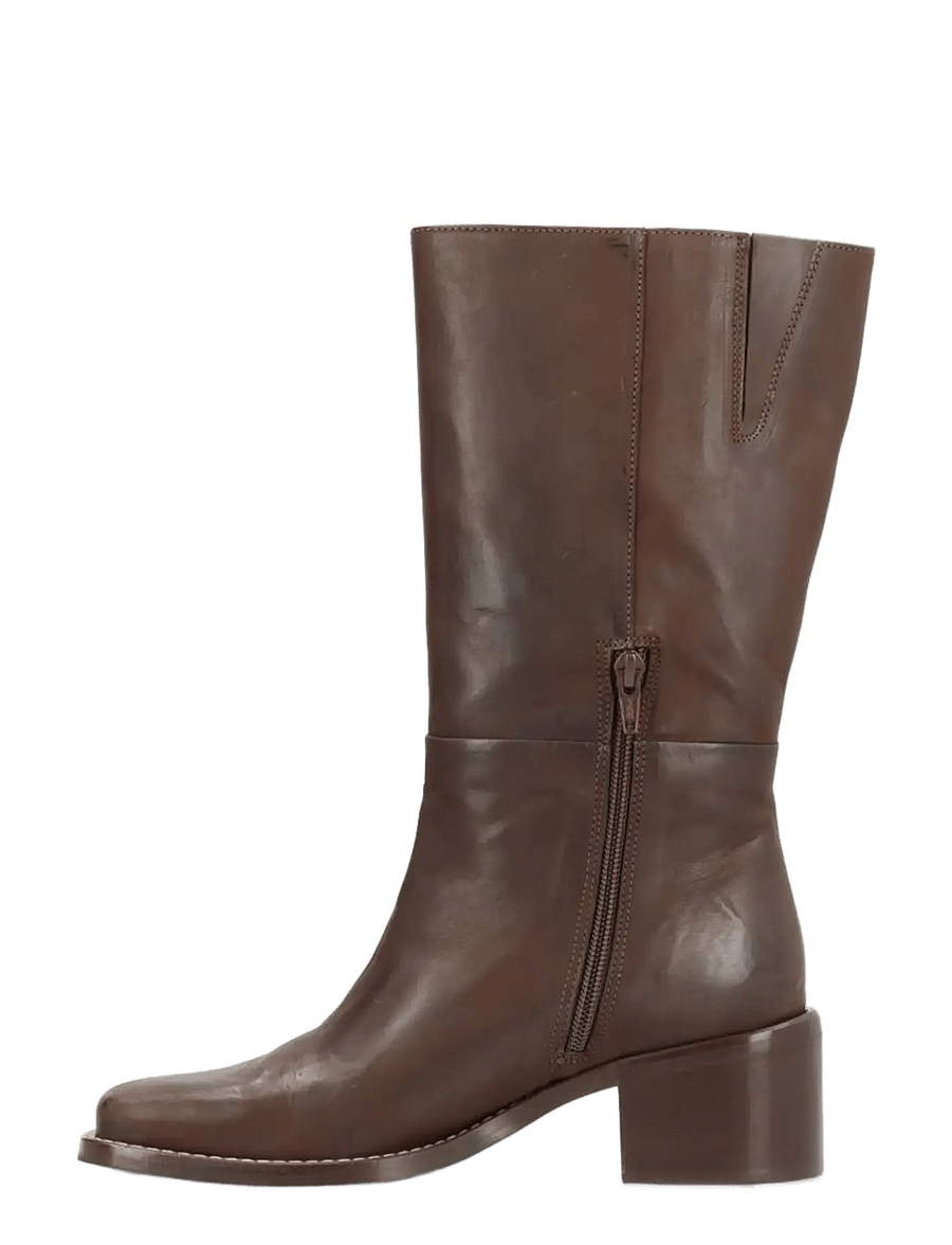 phenumb copenhagen - MARTINA SQUARE Mid-high Leather Boots - heeled ankle boots - chocolat - 4
