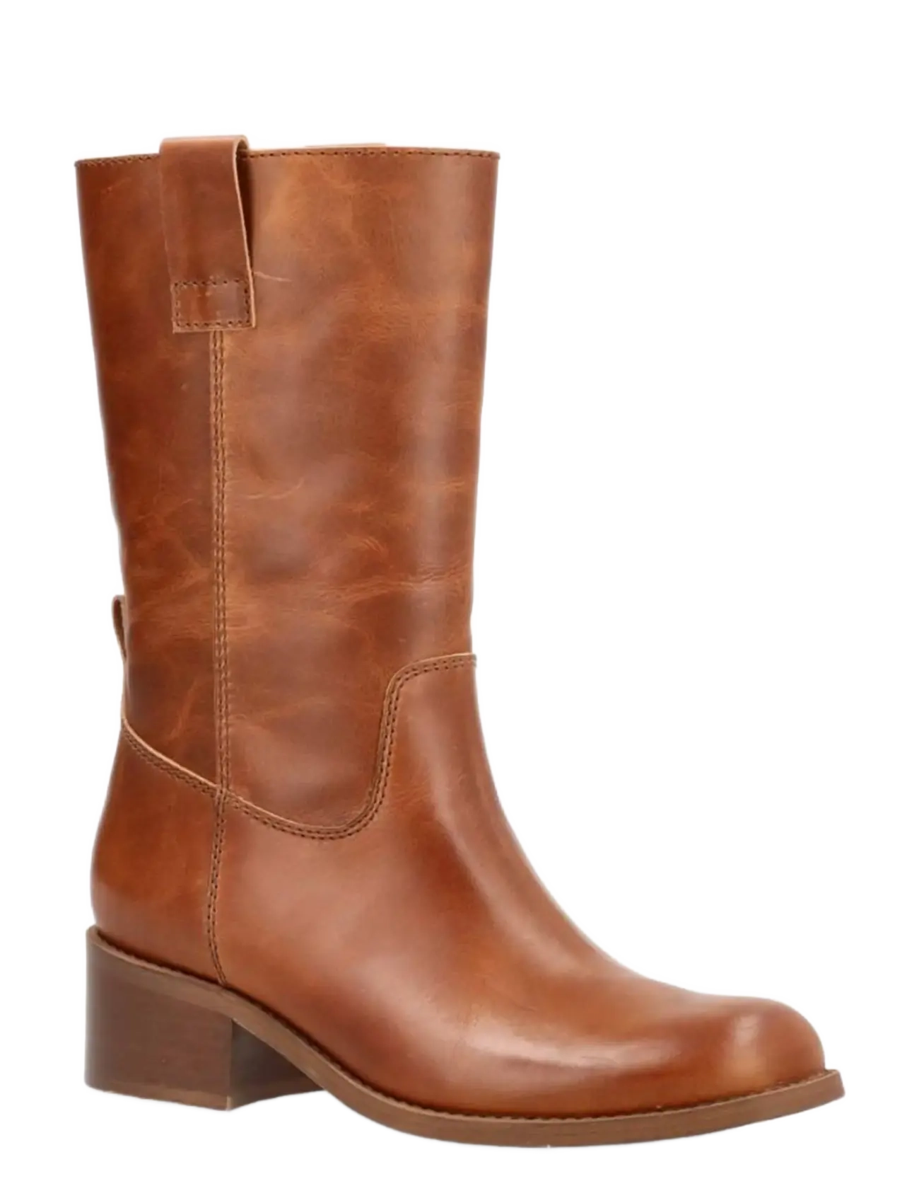 phenumb copenhagen MARTINA Mid-High Leather Boots - Everyday Style - COGNAC / brown