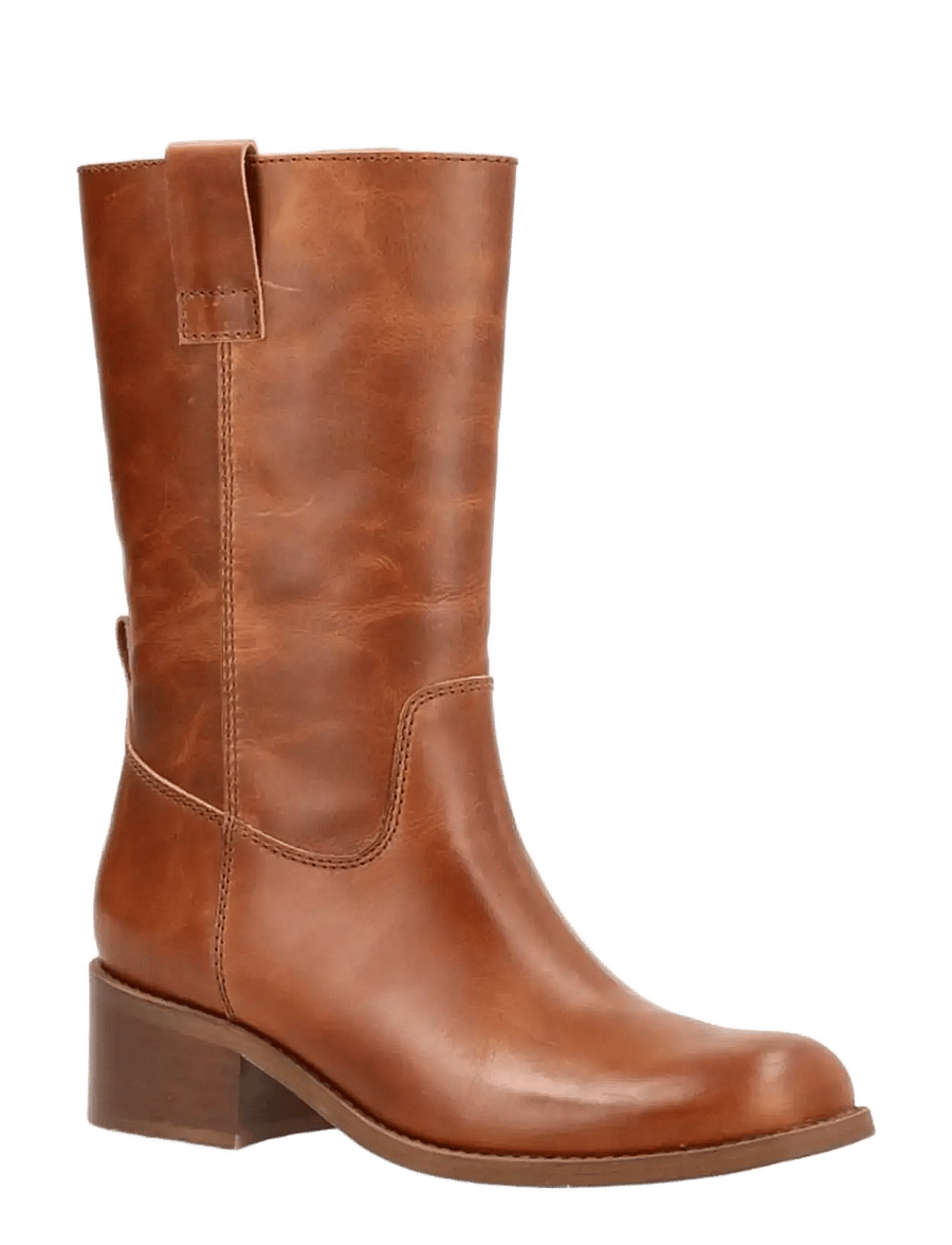 phenumb copenhagen - MARTINA Mid-High Leather Boots - flat ankle boots - cognac - 1