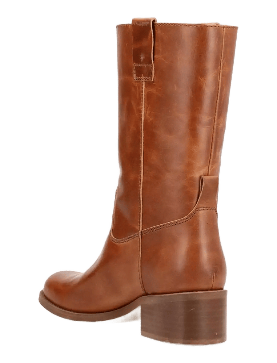 phenumb copenhagen - MARTINA Mid-High Leather Boots - flat ankle boots - cognac - 3