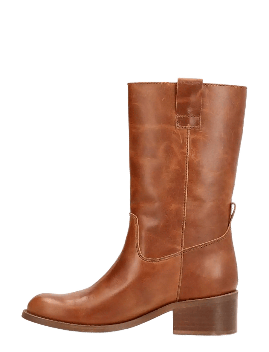 phenumb copenhagen - MARTINA Mid-High Leather Boots - flat ankle boots - cognac - 4