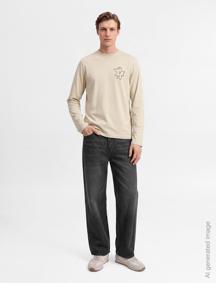 Pica Pica - EDELWEISS CHEST FLOWER LS - long-sleeved t-shirts - washed creme - 0