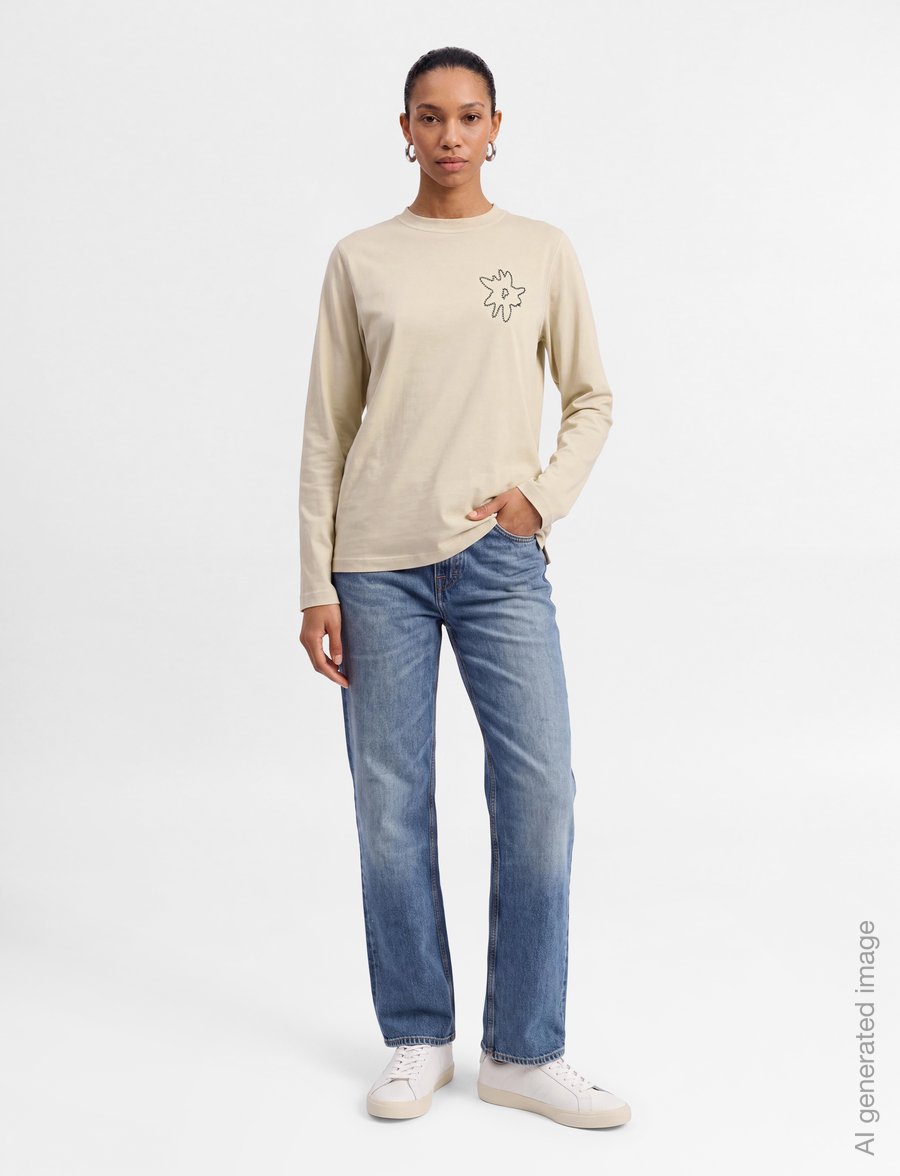 Pica Pica - EDELWEISS CHEST FLOWER LS - long-sleeved t-shirts - washed creme - 4