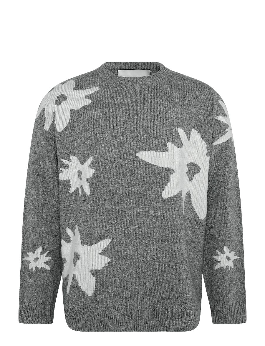 Pica Pica - EDELWEISS FLOWER KNIT - rundhals - grey melange - 0