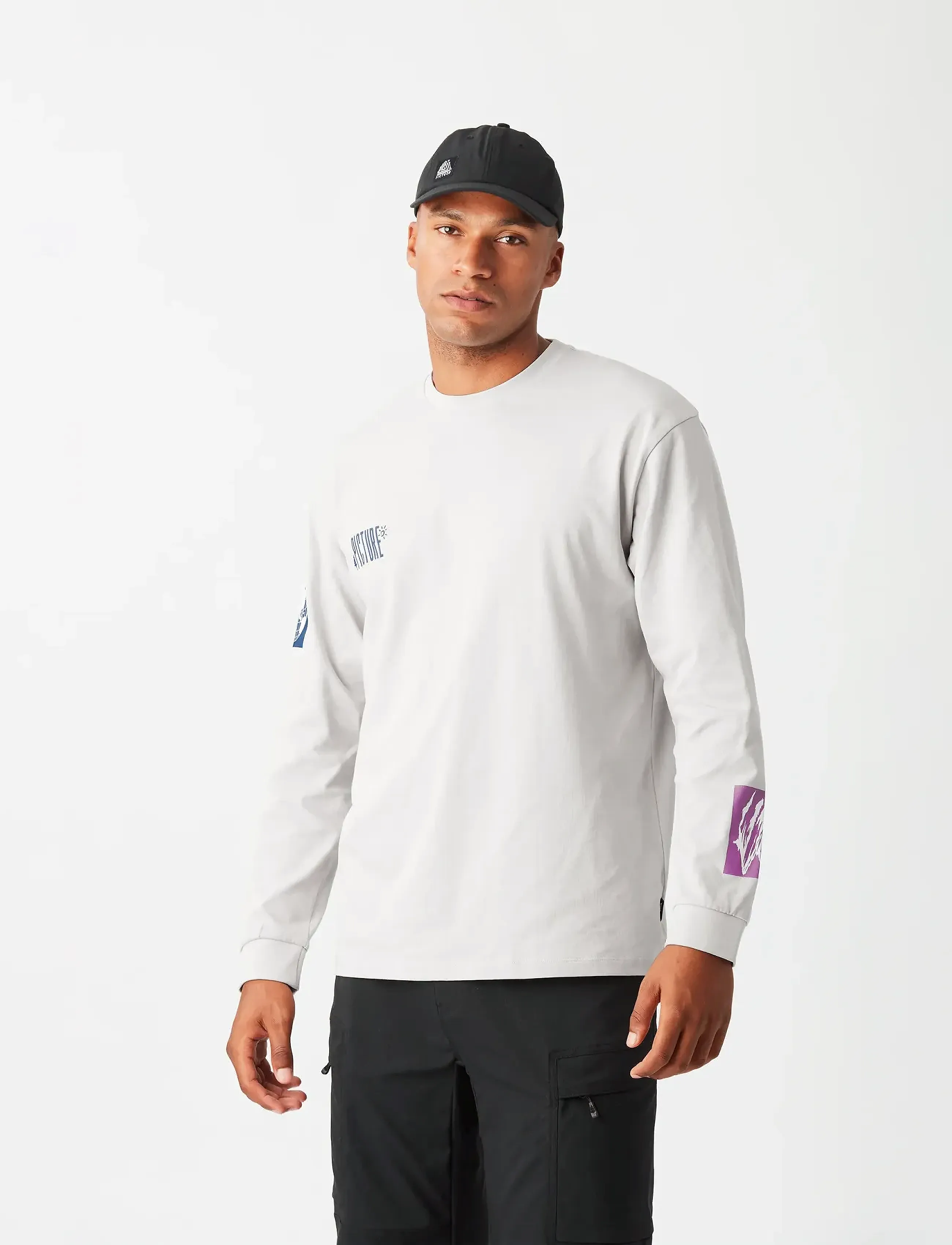 PICTURE ORGANIC CLOTHING KAWA LS TEE - T-shirts - A VAPOR GREY / white