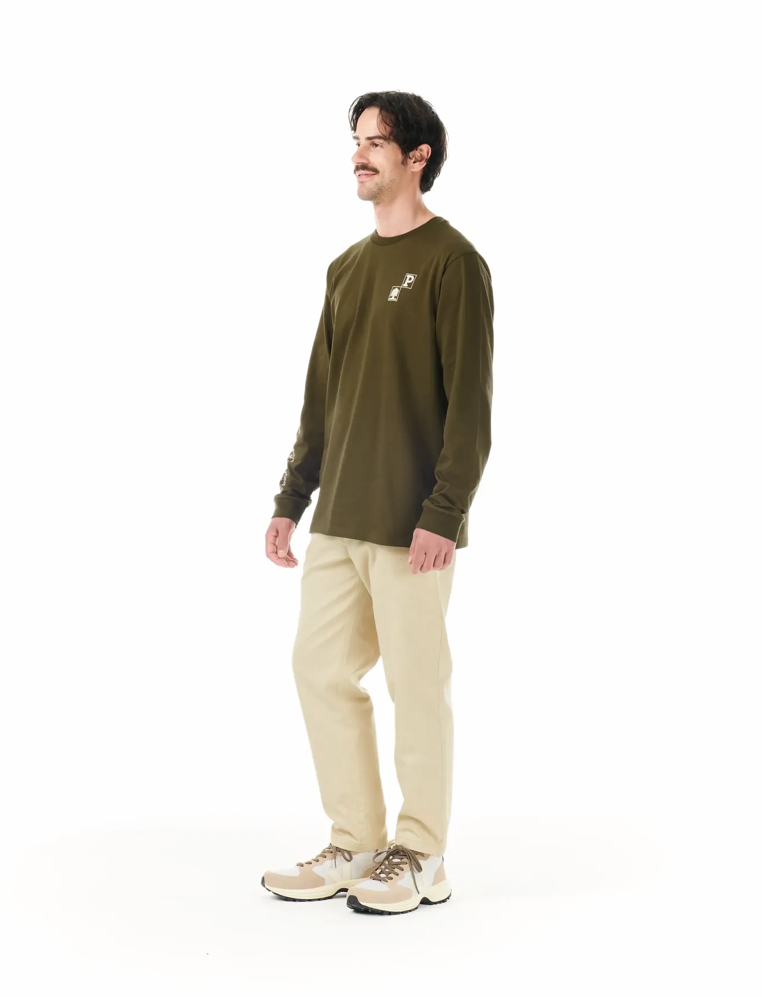 PICTURE ORGANIC CLOTHING PEMBROKE LS TEE - PICTURE ORGANIC CLOTHING - B TOBACCO WASHED / khaki/green