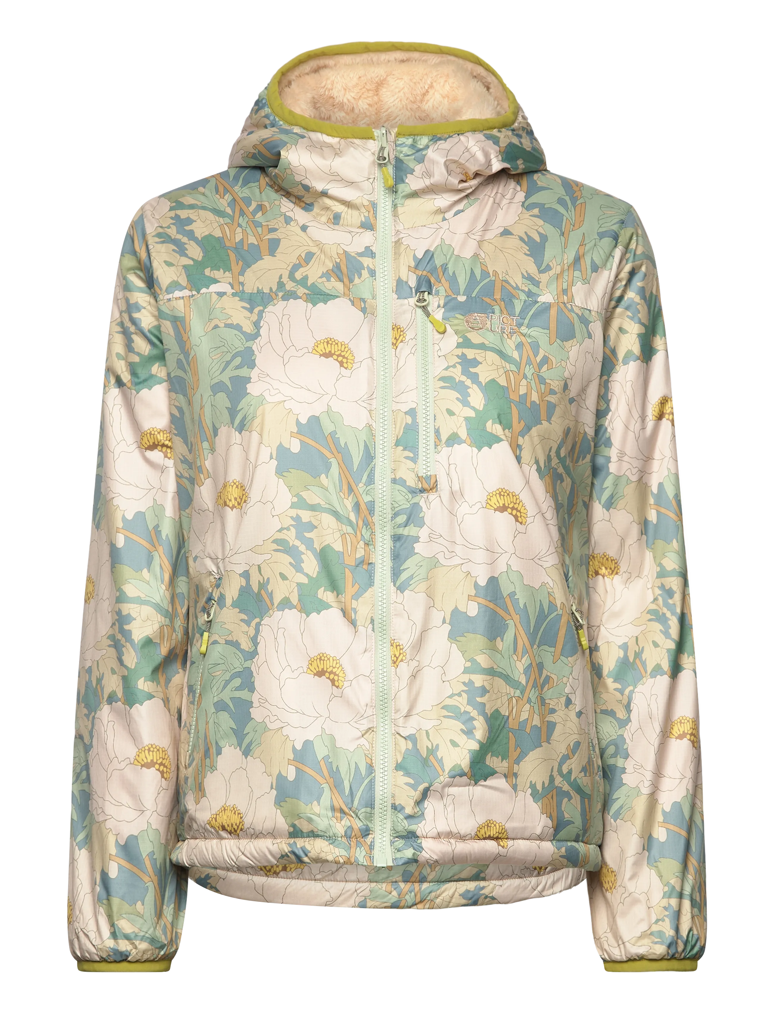 PICTURE ORGANIC CLOTHING Posy Printed Jkt, Kvinder, Printet Hættejakke, Cream, Str: S