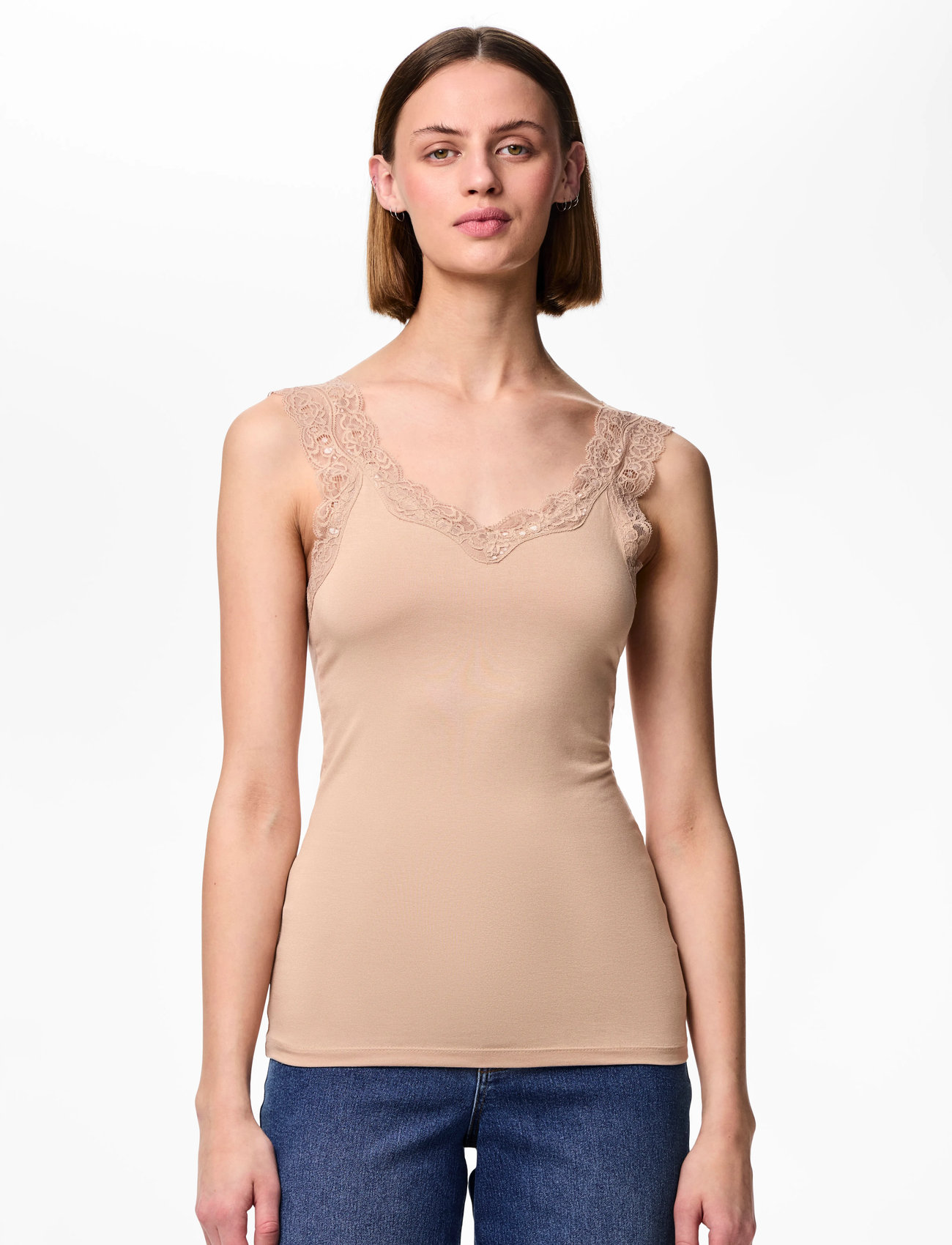 PIECES Pcbarbera Lace Top linnen dam – bild 9