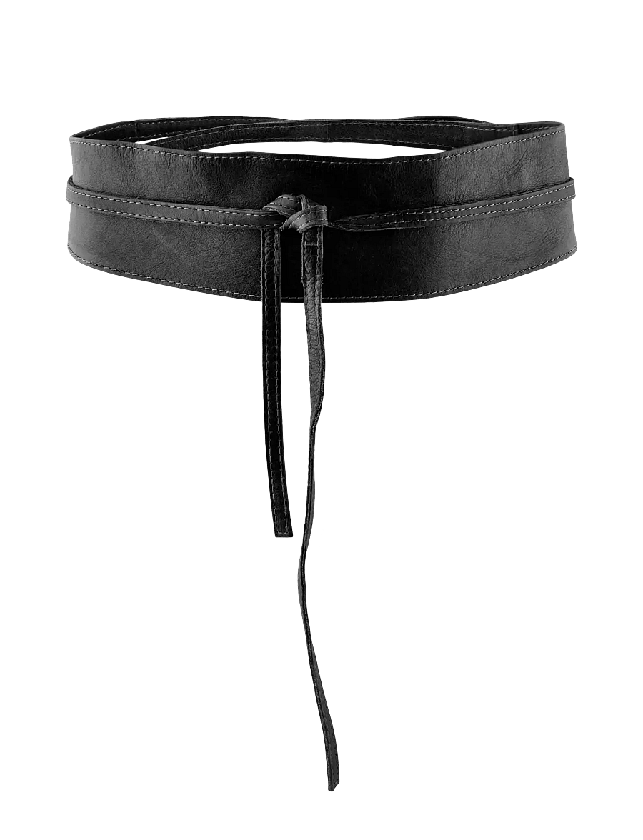 Pieces - PCVIBS LEATHER TIE WAIST BELT - ledergürtel - black - 1