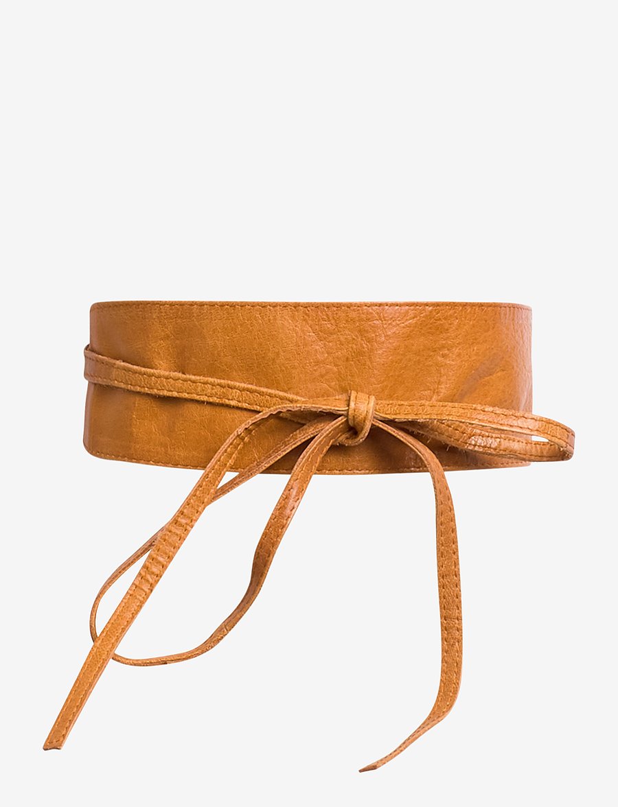 Pieces - PCVIBS LEATHER TIE WAIST BELT - ledergürtel - cognac - 1