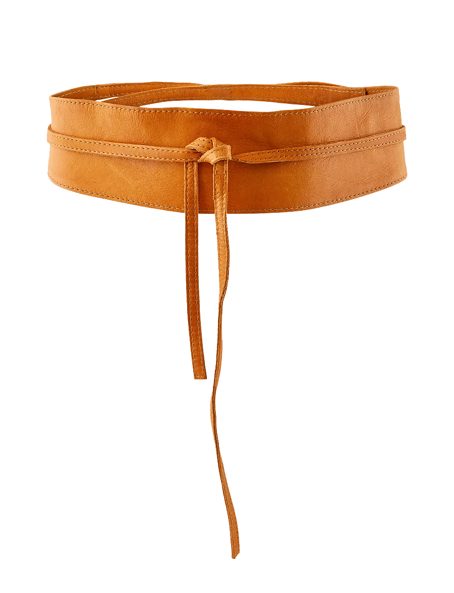 Pieces - PCVIBS LEATHER TIE WAIST BELT - ledergürtel - cognac - 1