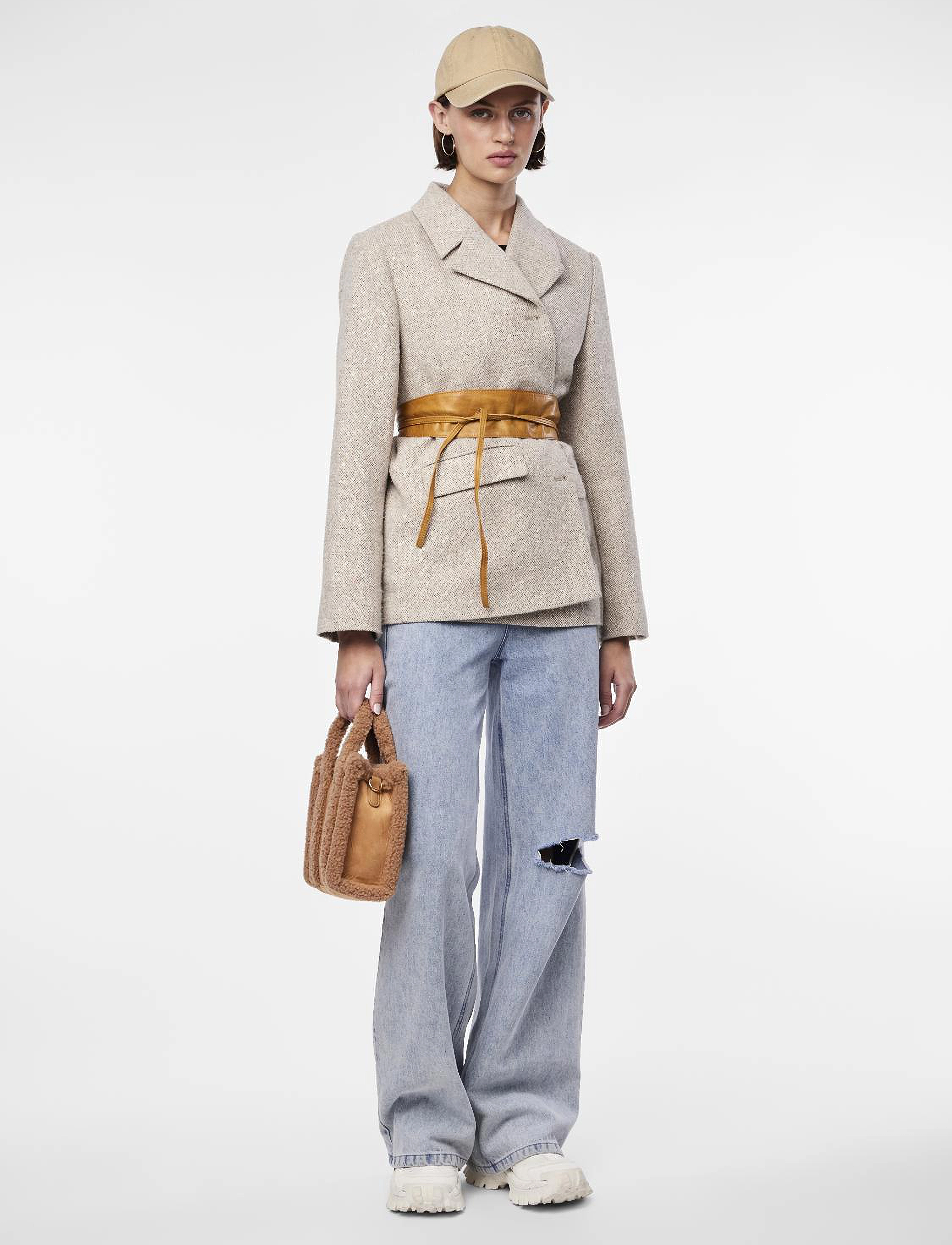 Pieces PCVIBS LEATHER TIE WAIST BELT - Pieces - COGNAC / brown