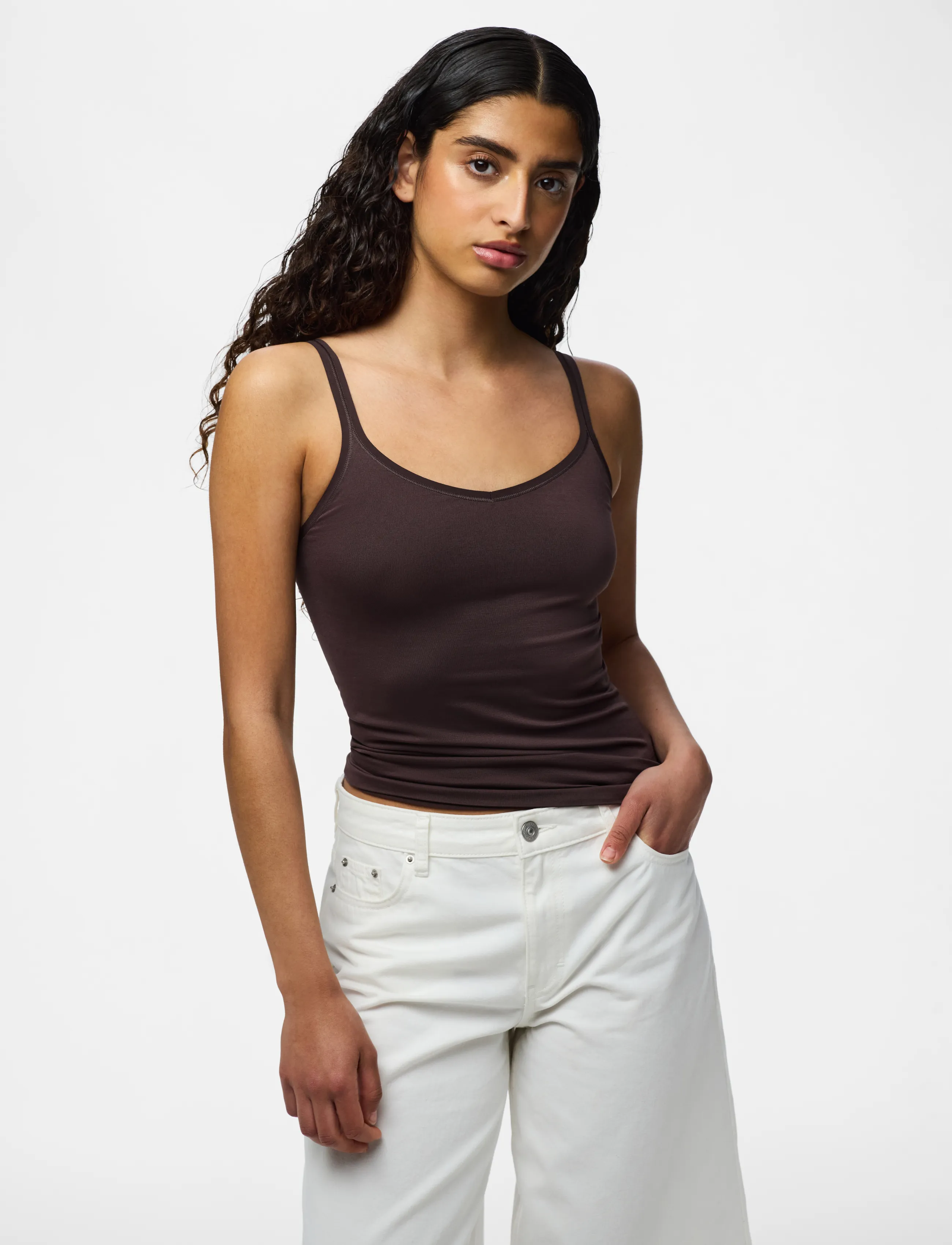 Pieces Pcplain Underwear Top Noos Bc, Kvinder, Camisole Top, Brun, Str: S/M