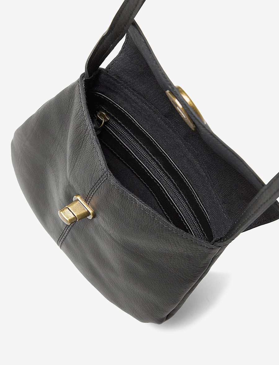 Pieces - PCTOTALLY ROYAL LEATHER PARTY BAG NOOS - umhängetaschen - black - 5
